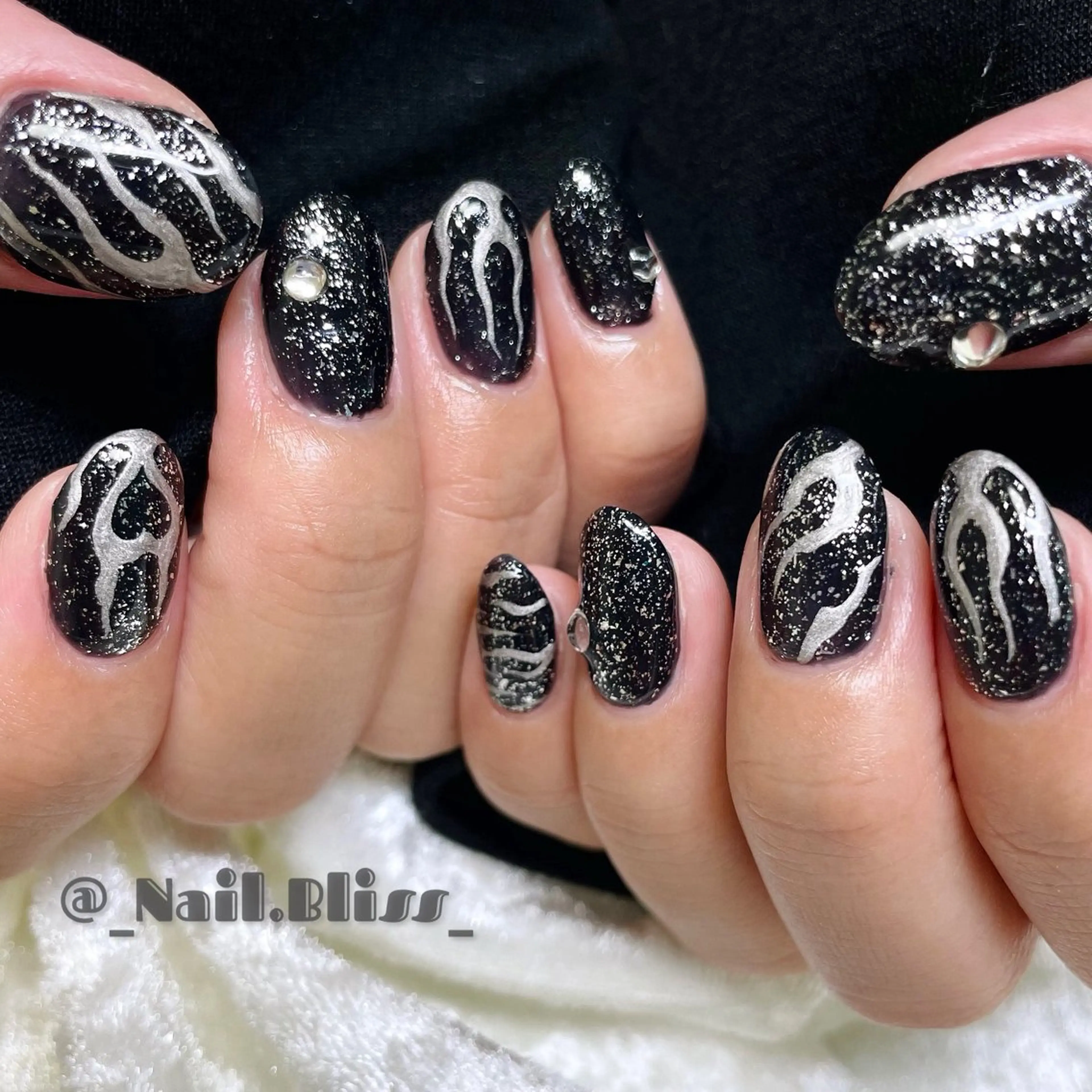 ネイル アニマル柄 ハート ラメ(グリッター) ハンドネイル NAIL BLISSのネイルデザイン