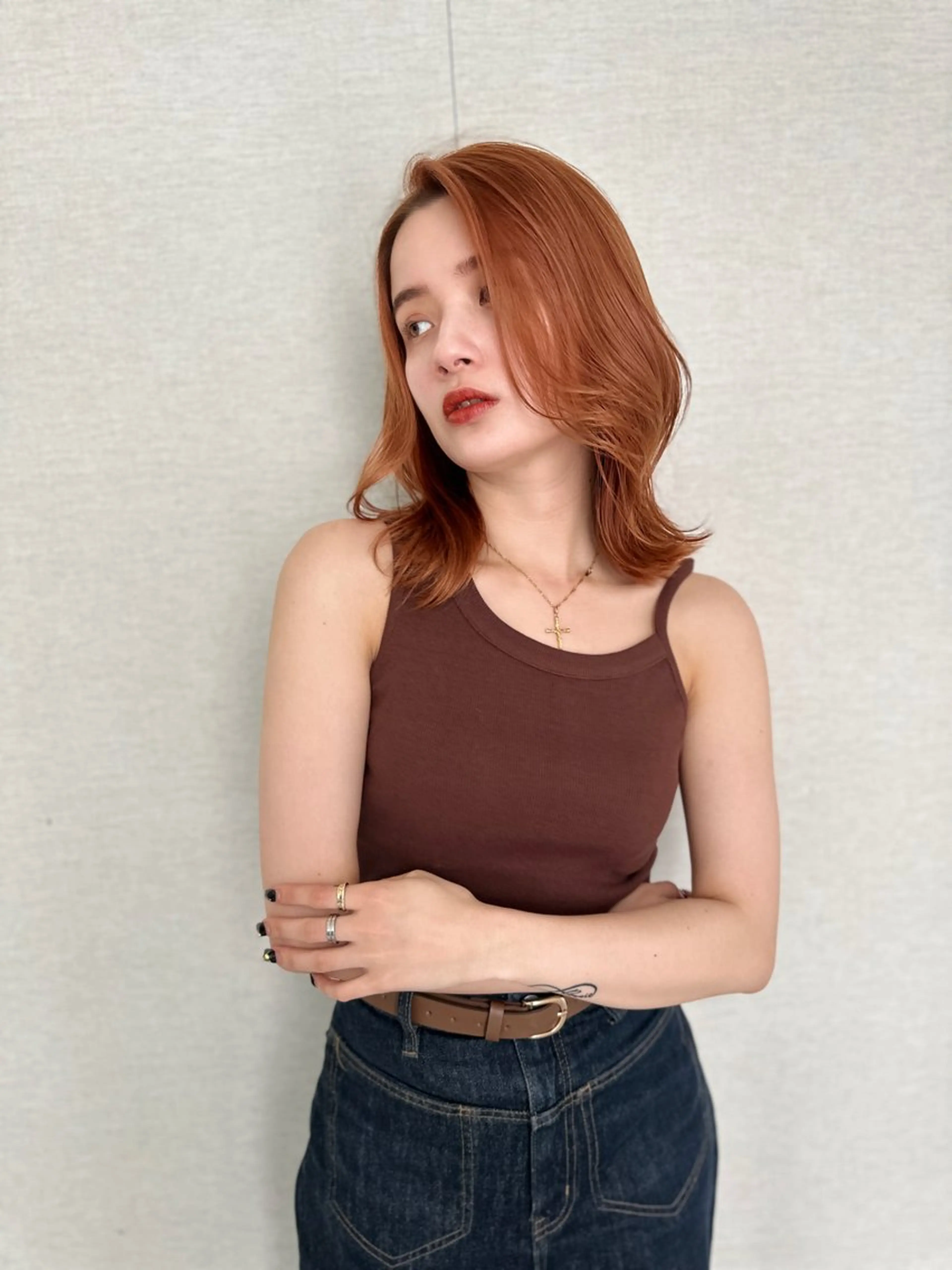 セミロング カラー アディクシーカラー バレイヤージュ ブリーチ デザインカラー ダブルカラー カット ヘアカラー トリートメント opus 店長大和 レイヤー/赤み消しのヘアスタイル