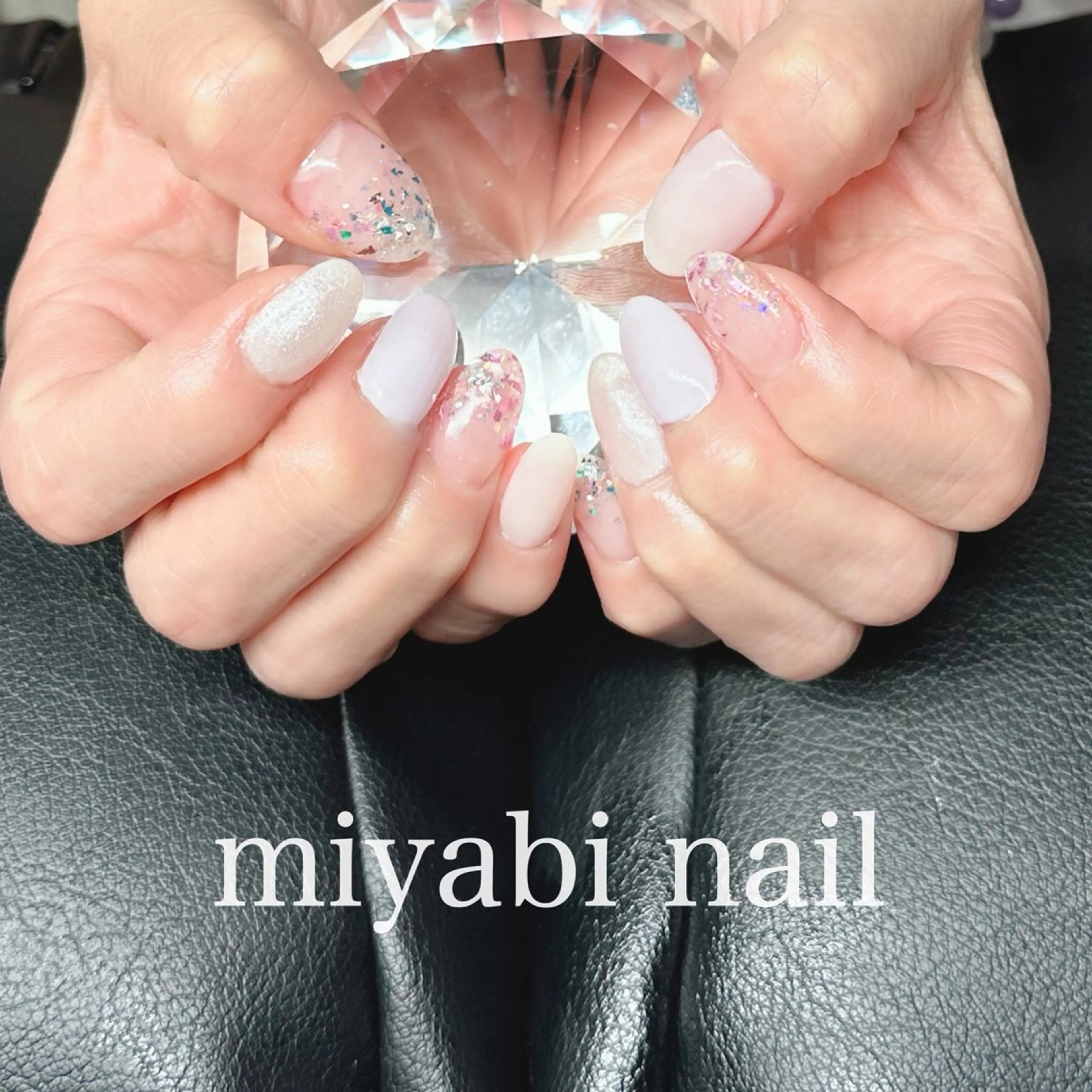 ネイル ラメ(グリッター) 持ち込み パープル シンプルネイル 春ネイル ハンドネイル miyabi nail 桂川駅近くのネイルデザイン