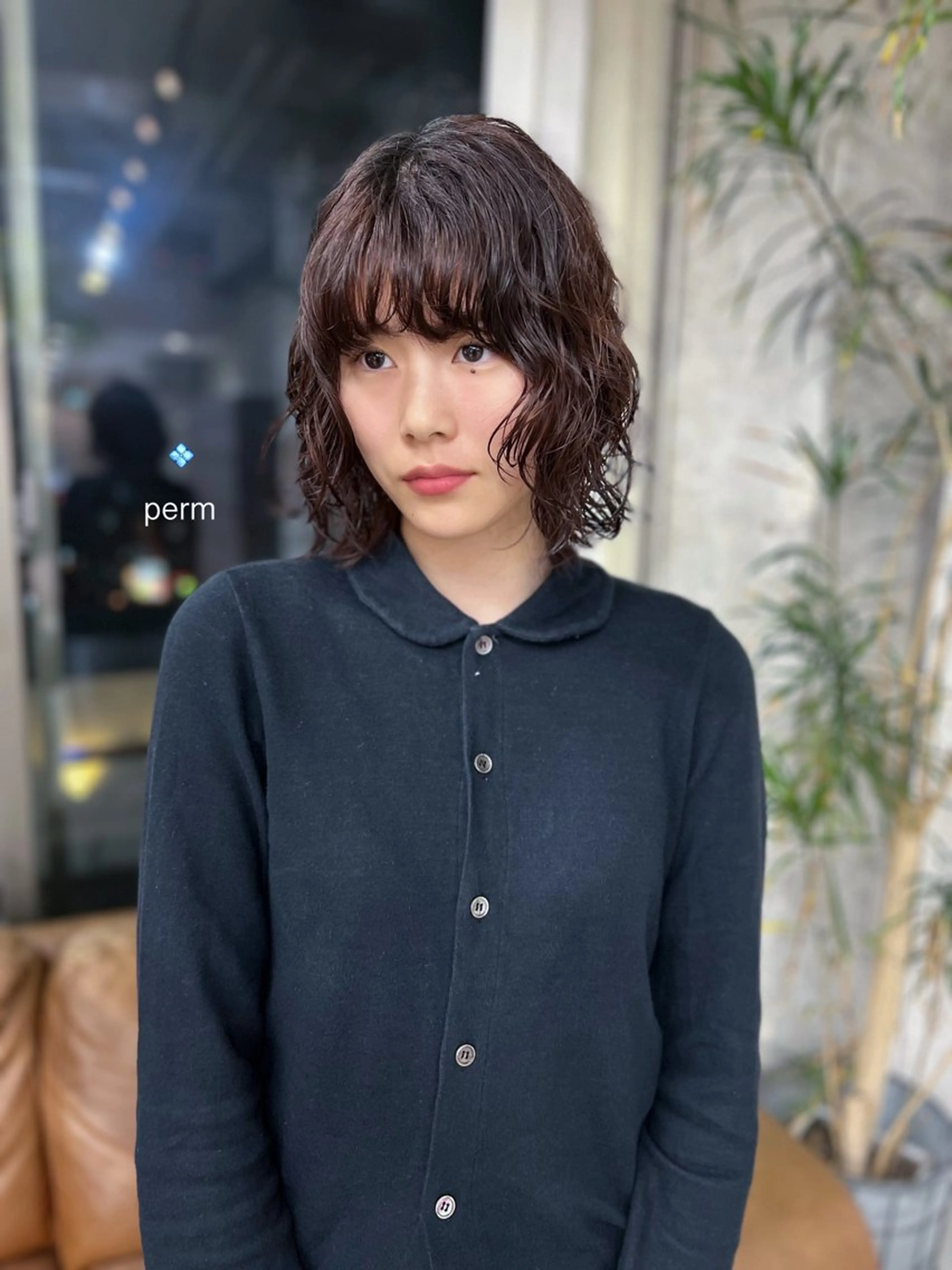 ミディアム カラー パーマ ミディアムパーマ レッドカラー ボブ カット ヘアカラー パーマ 水野 雪 /パーマ/暖色カラーのヘアスタイル