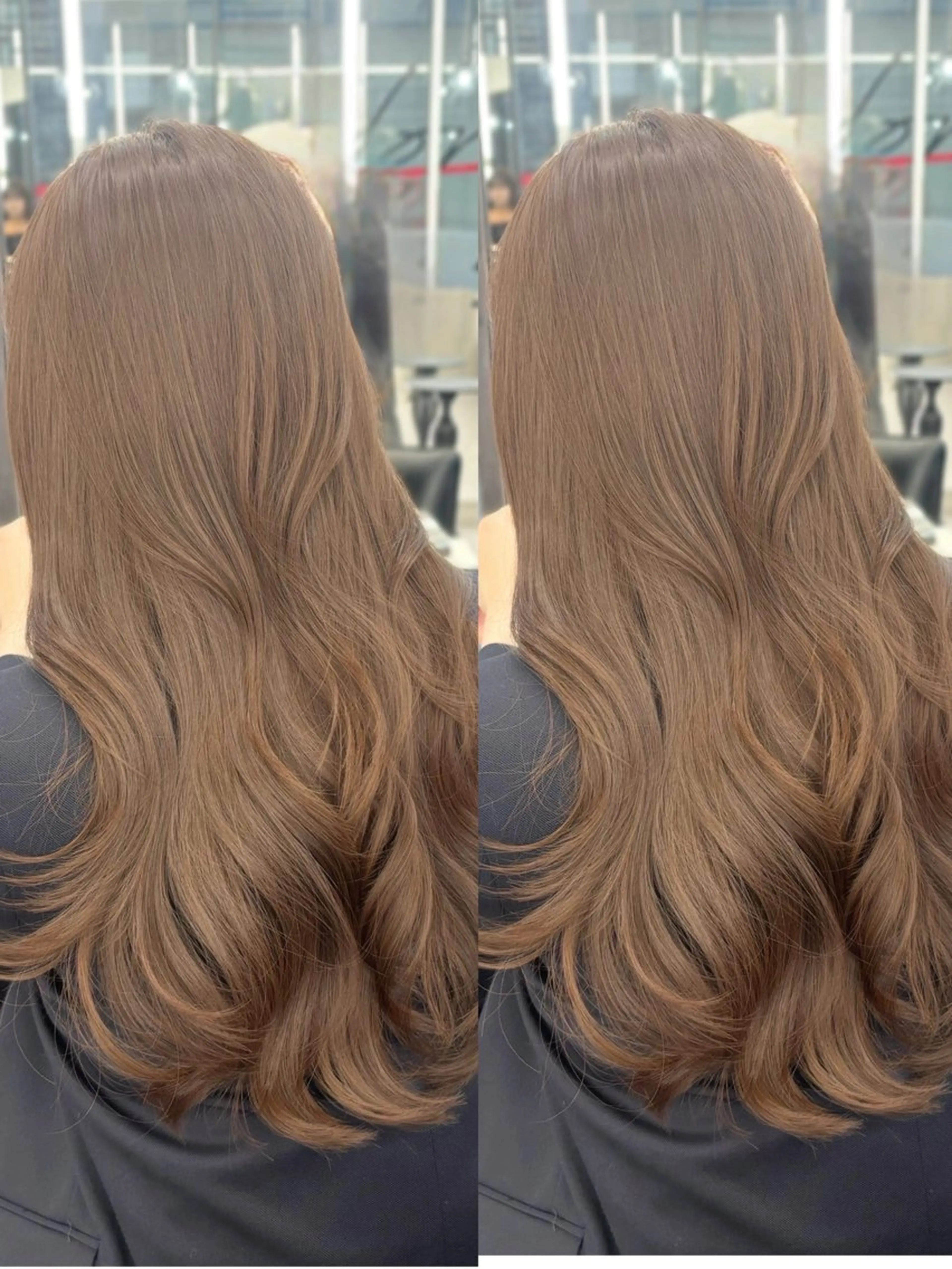 ロング カラー ベージュカラー ブリーチ ブリーチなしカラー ヘアカラー 心斎橋/ブリーチなし 髪質改善/レイヤーのヘアスタイル