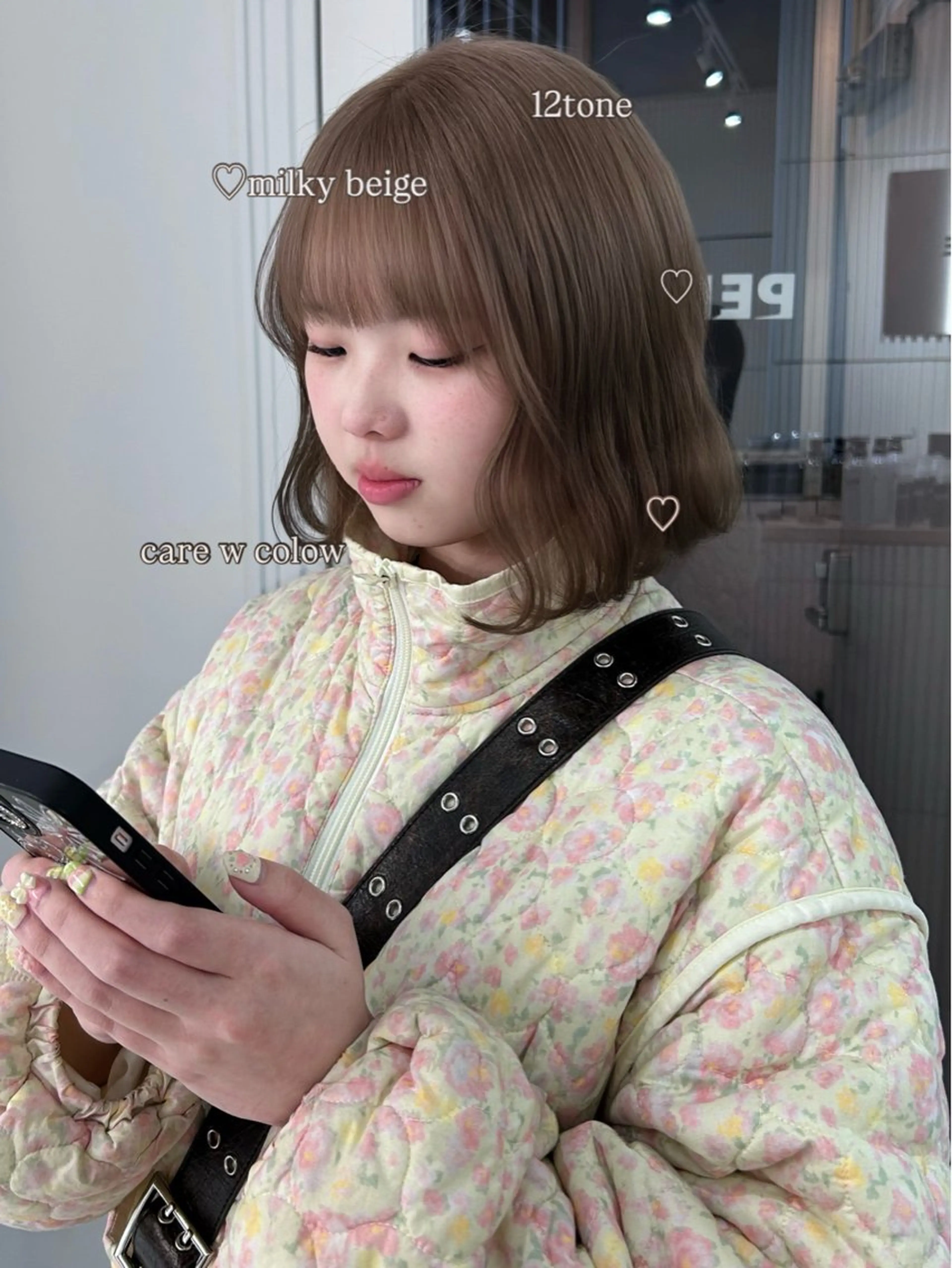 ミディアム カラー ベージュカラー ブリーチ ブラウンカラー 透明感カラー ダブルカラー カット ヘアカラー トリートメント 💍透明感 💖艶ミルクティーのヘアスタイル