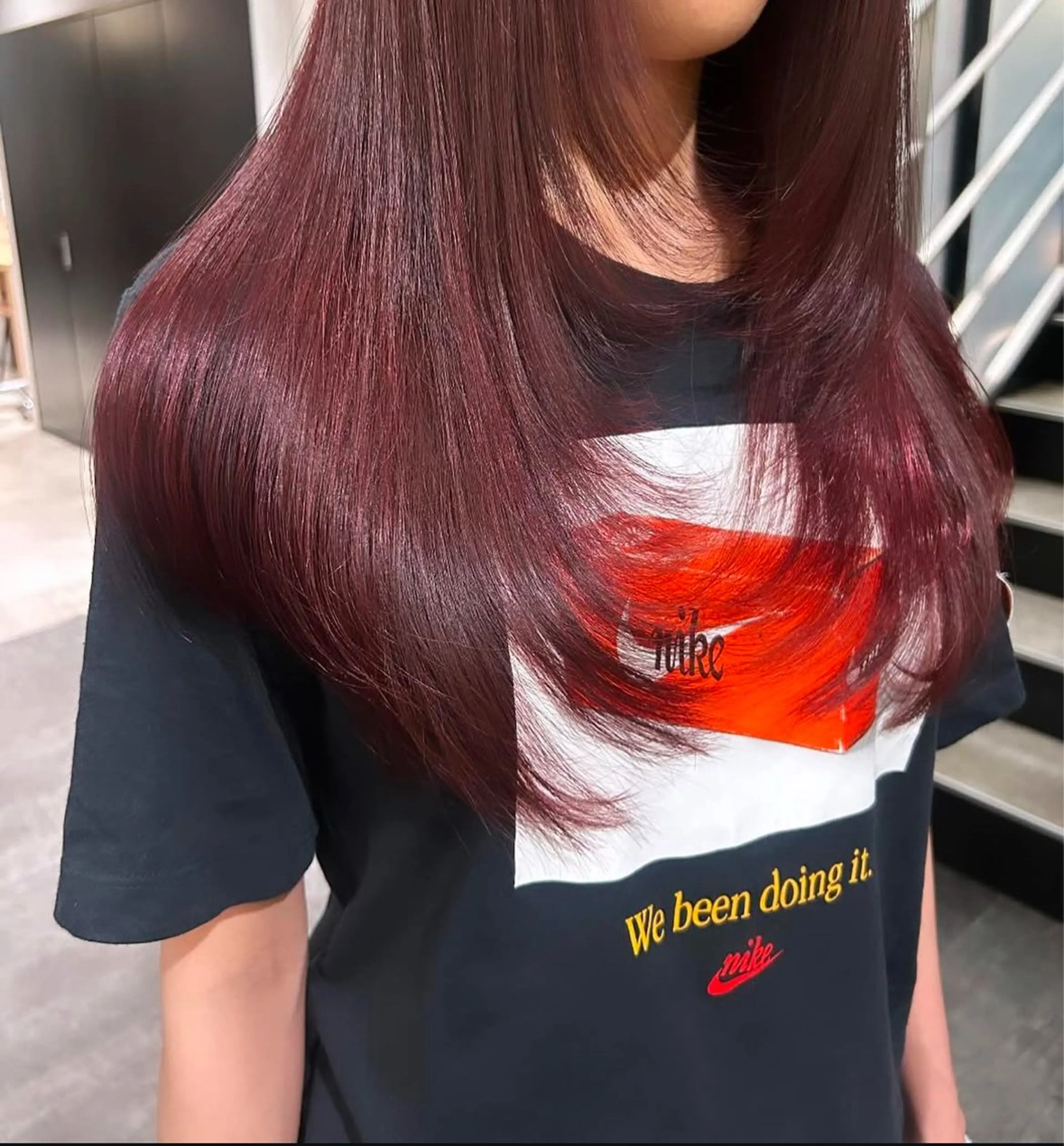 ロング カラー パーマ ヘアアレンジ キッズ ロングレイヤー ブリーチ ボルドーカラー ブリーチなしカラー レイヤーカット カット ヘアカラー stylist 🎀 kanaのその他イメージ