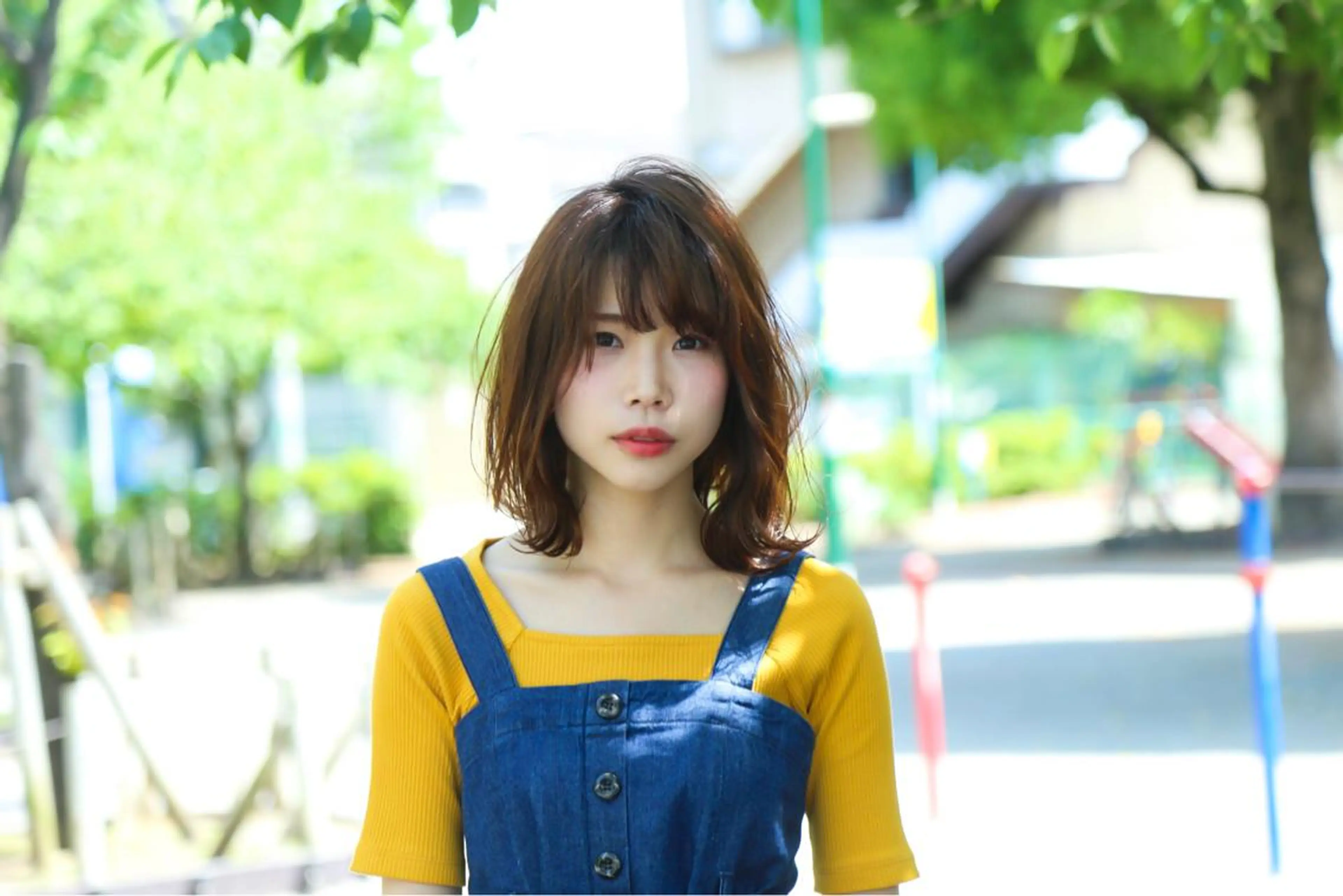 セミロング カラー パーマ ヘアアレンジ TAI透明カラー 柔らかい縮毛矯正のヘアスタイル