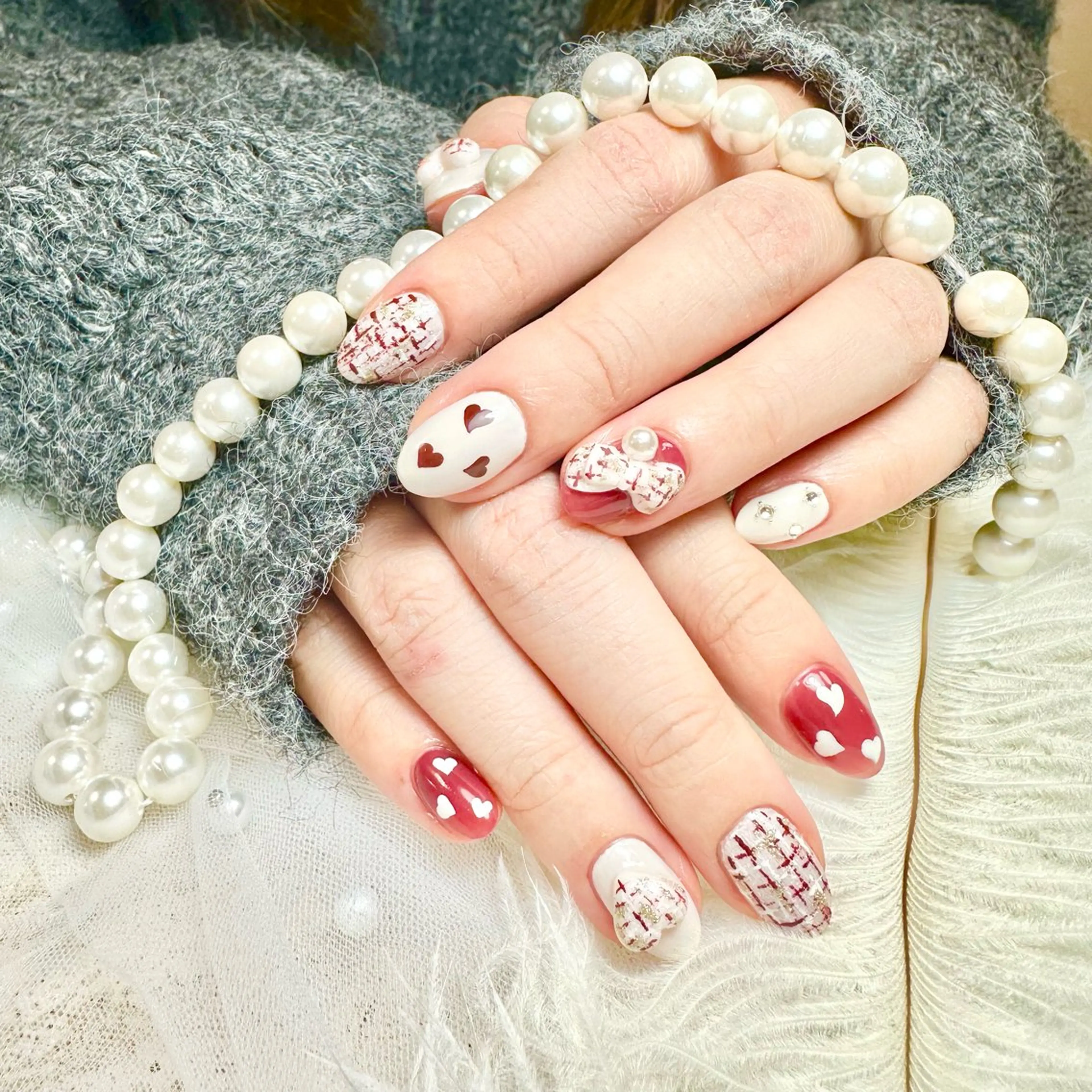 ネイル バレンタイン ハンドネイル ハンドケア nail salon Feerieのネイルデザイン