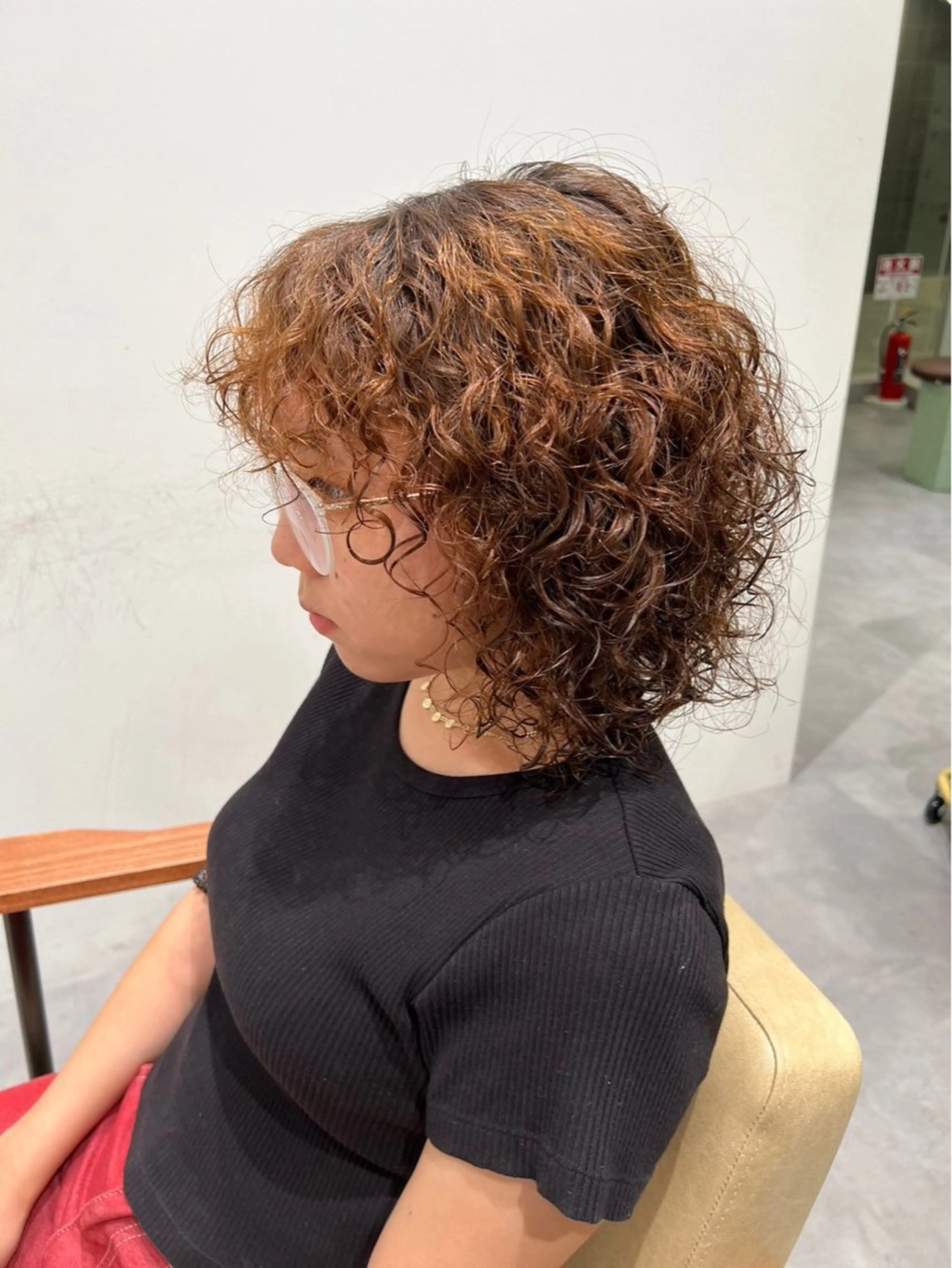 パーマ プードルパーマ ハイトーン／ レイヤー／ボブのヘアスタイル