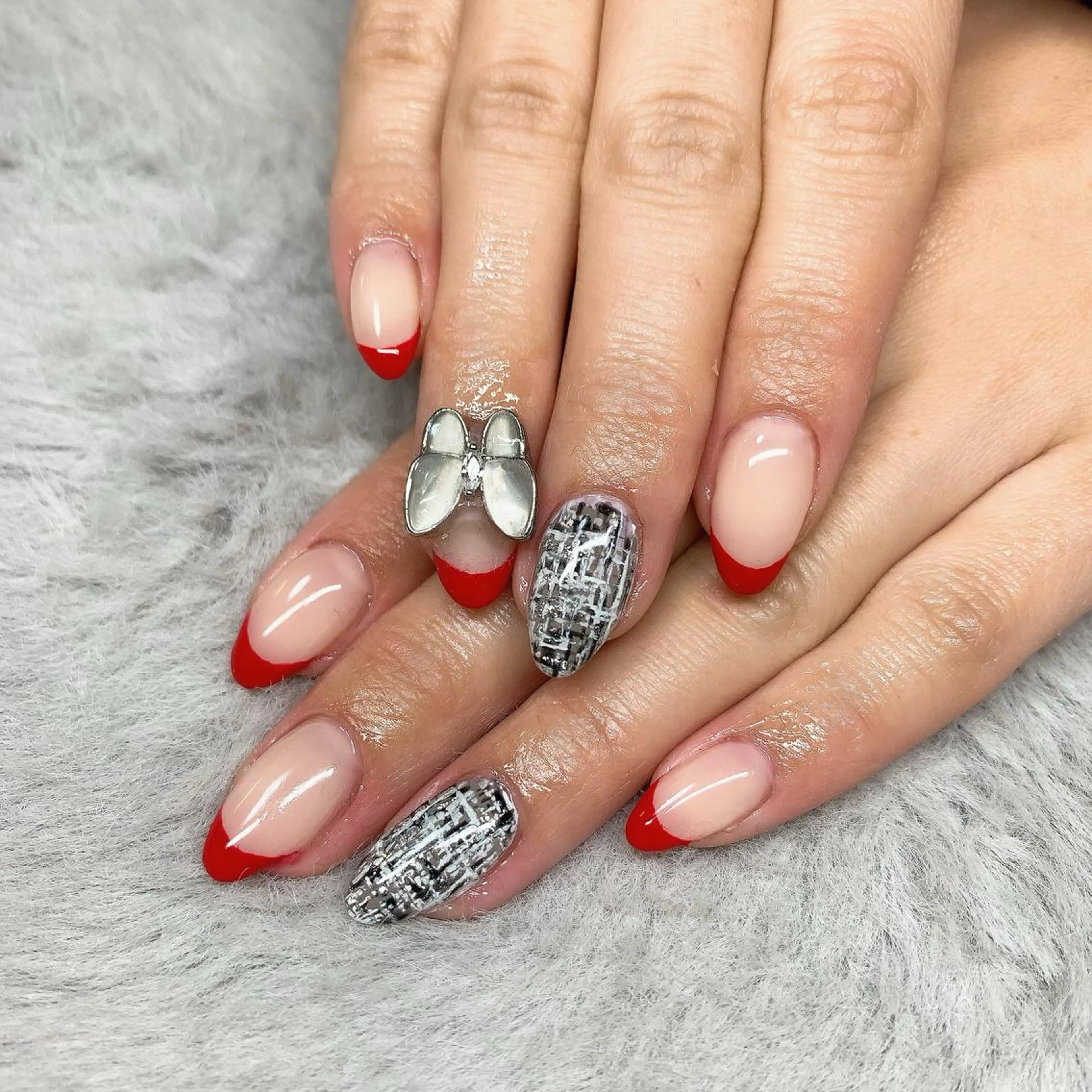 ネイル フレンチネイル ツイードネイル vivi nailのネイルデザイン