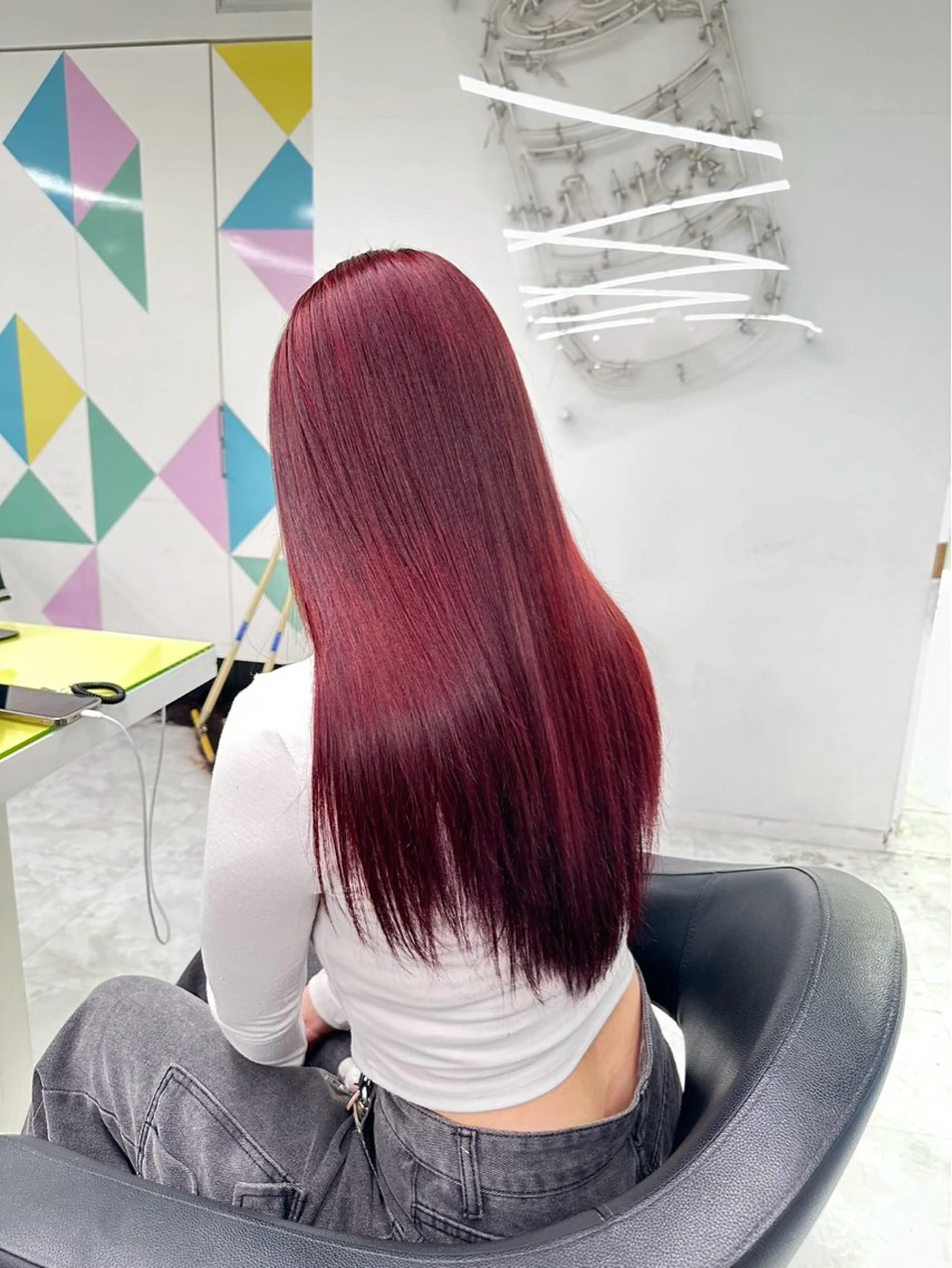 ロング カラー レッドカラー メンズ特化/上野 暖色カラー ダイチのヘアスタイル