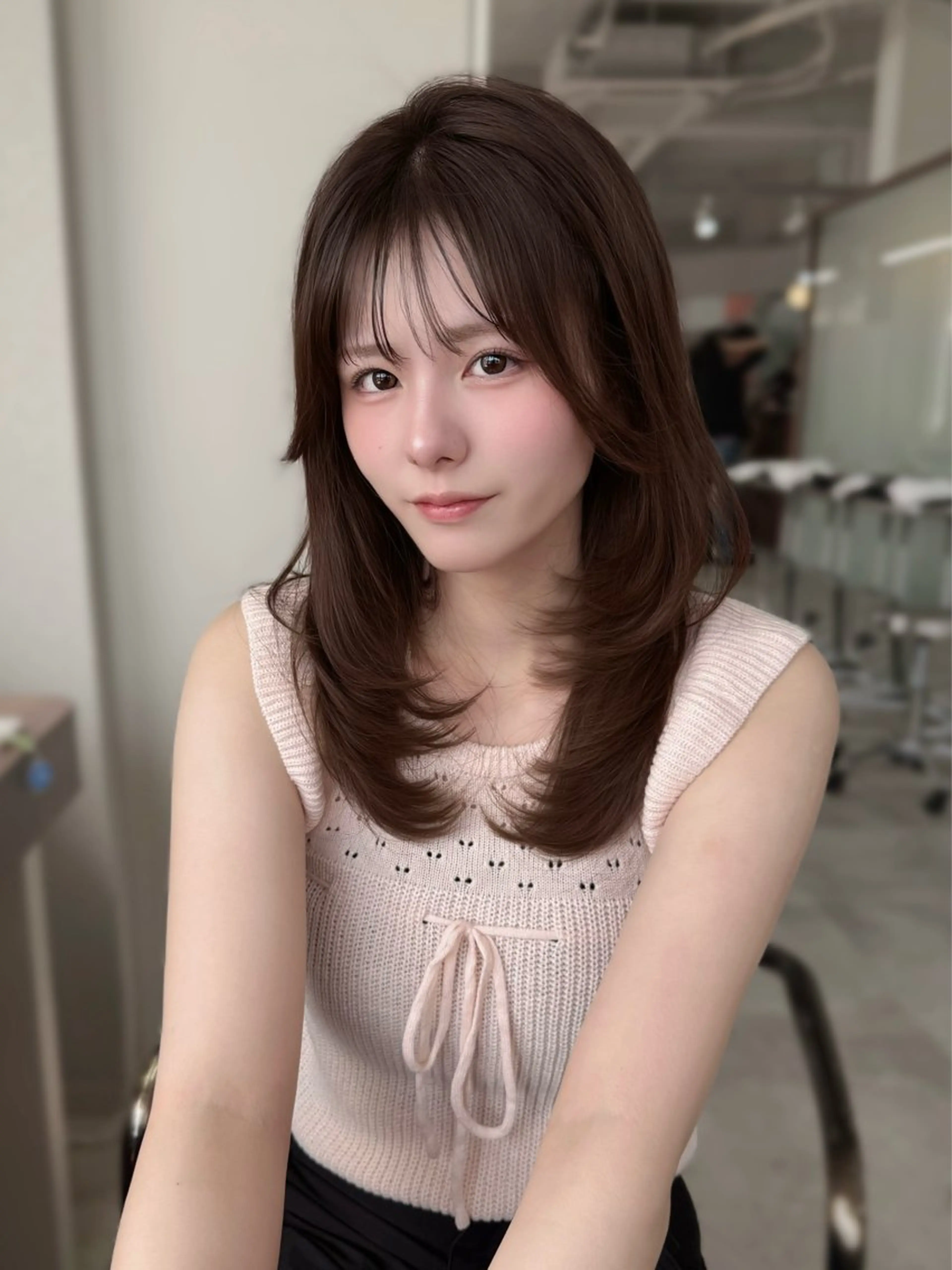 ロング カラー 韓国風ヘア レイヤーカット カット ヘアカラー トリートメント レイヤーカット /顔周り/和奏︎♪のヘアスタイル