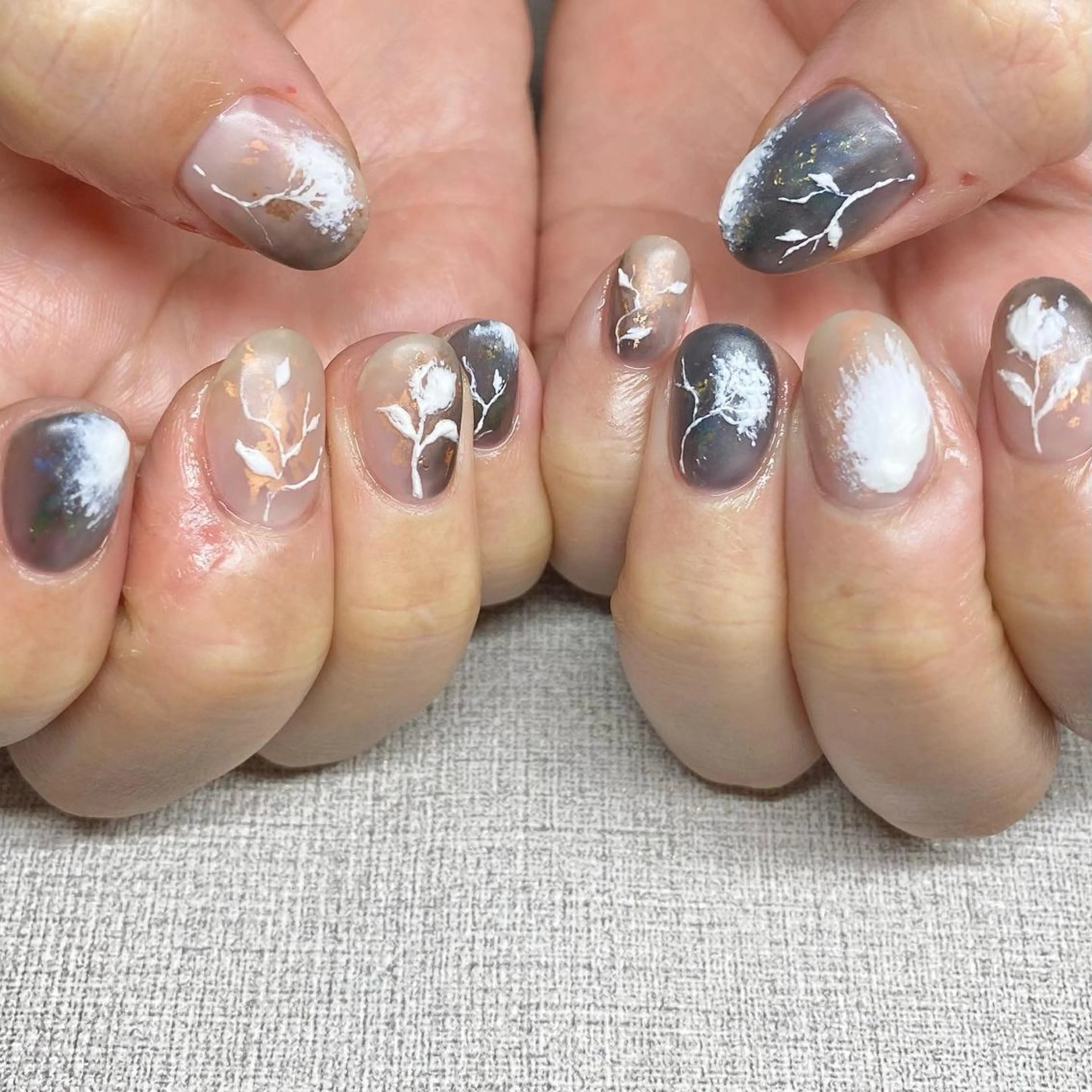 ネイル アートネイル ニュアンスネイル 冬ネイル ハンドネイル 山田 貴子のネイルデザイン