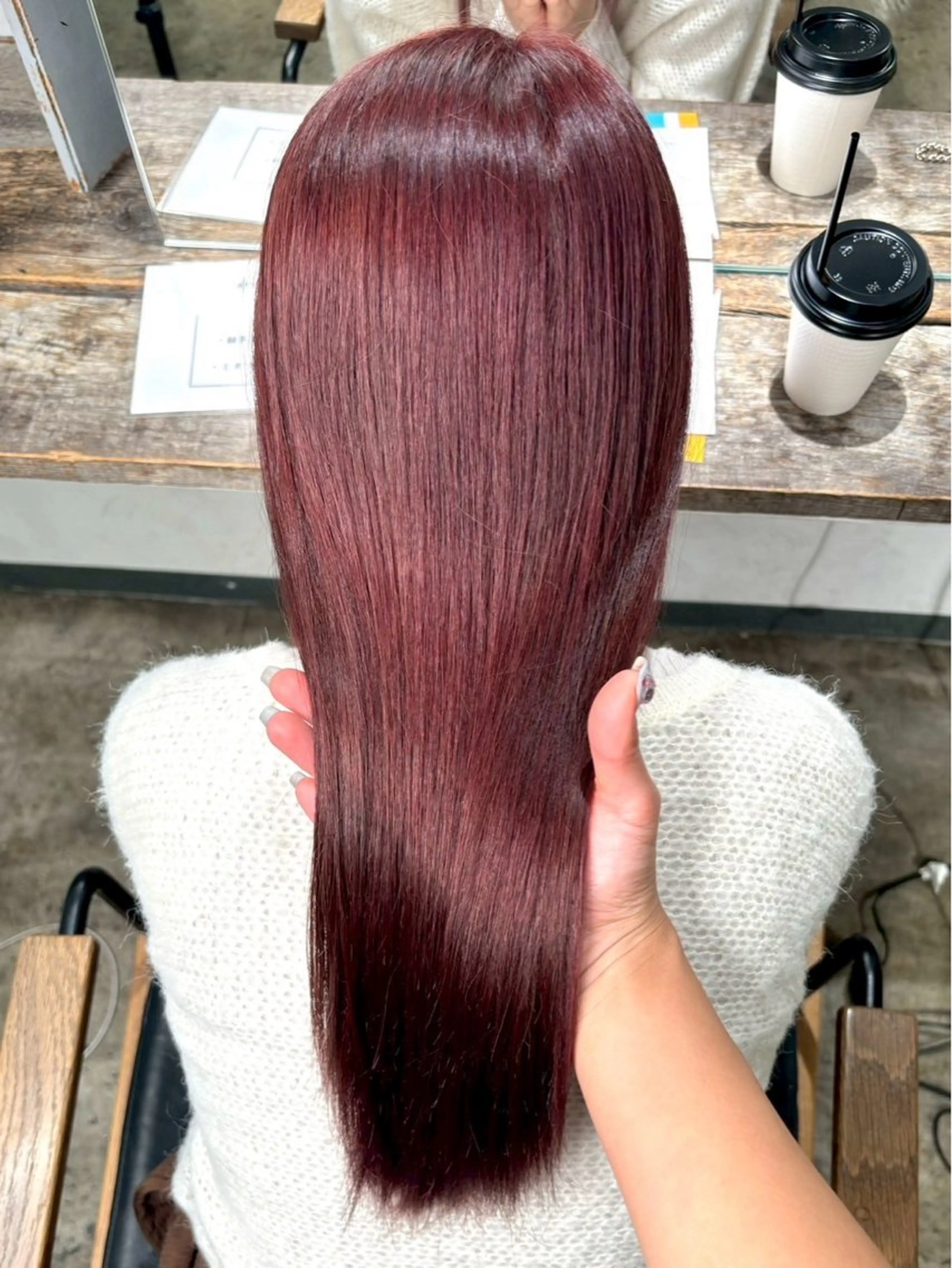 【じゅわっと血色】暖色カラー(ピンク/ワイン)+艶トリートメント(ブリーチなし)🍷🌹の写真