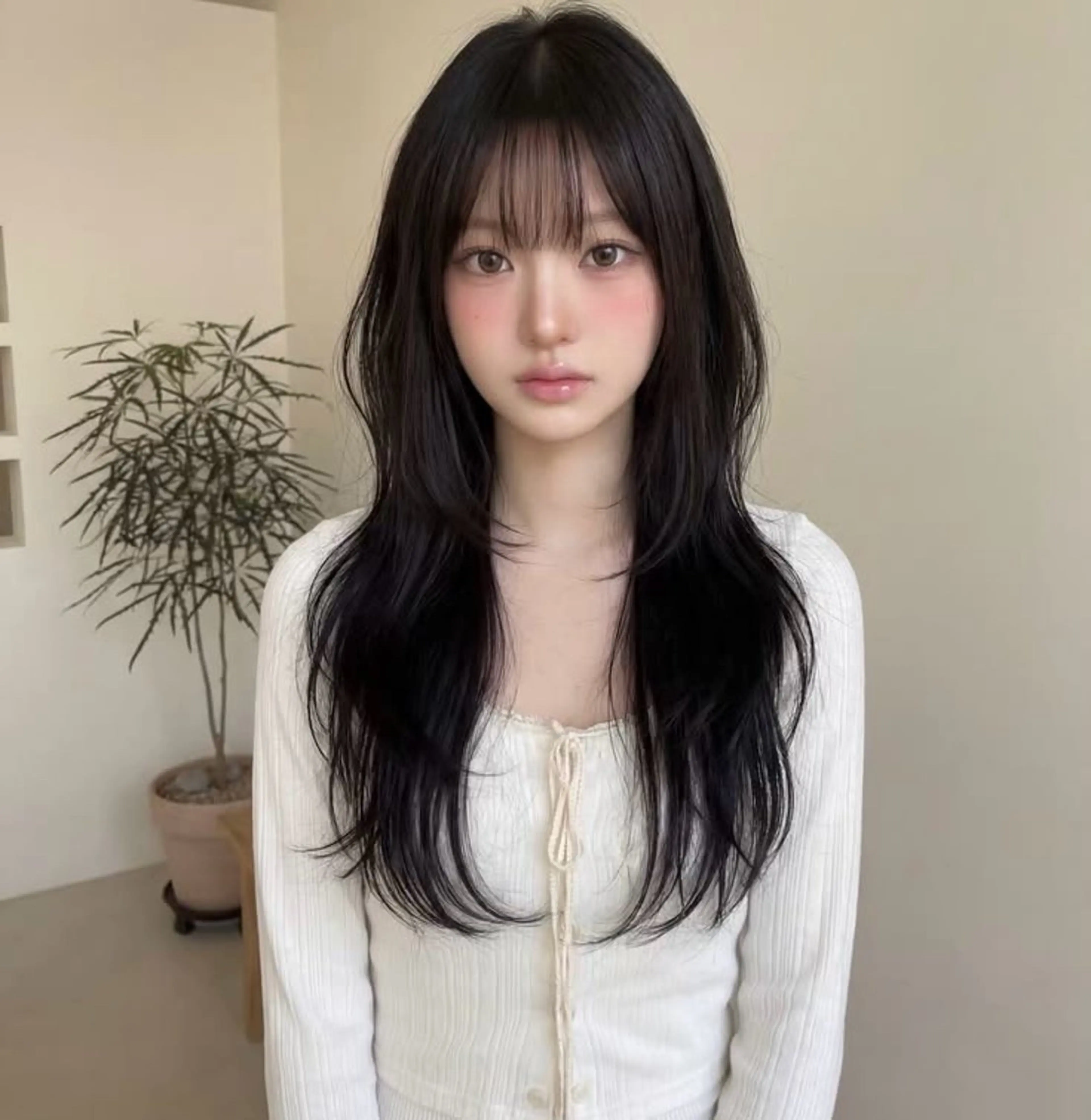 ロング 北村由衣 カラーモデルのヘアスタイル