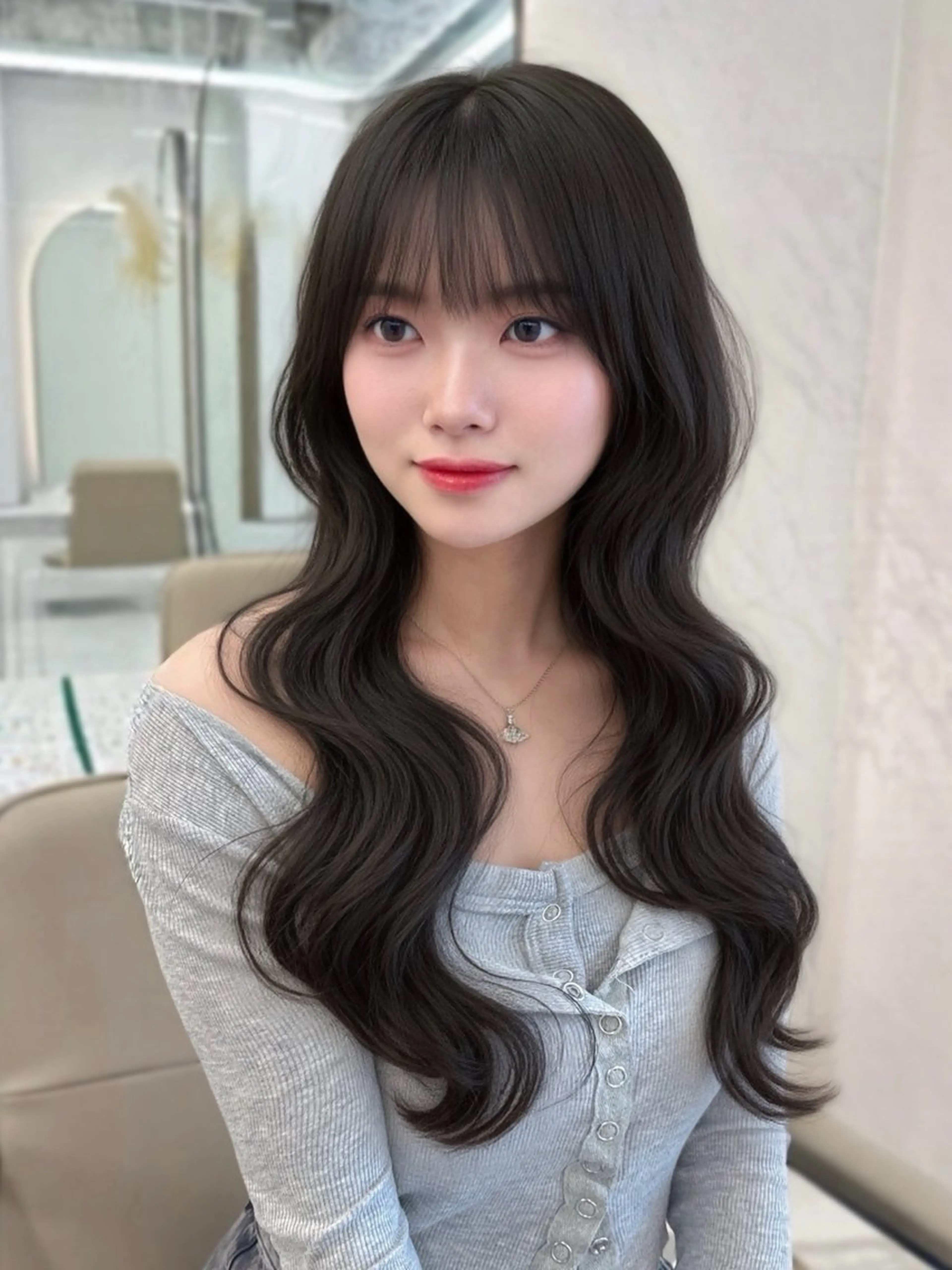 ロング のり🐼顔まわり/ 韓国/レイヤーカットのヘアスタイル