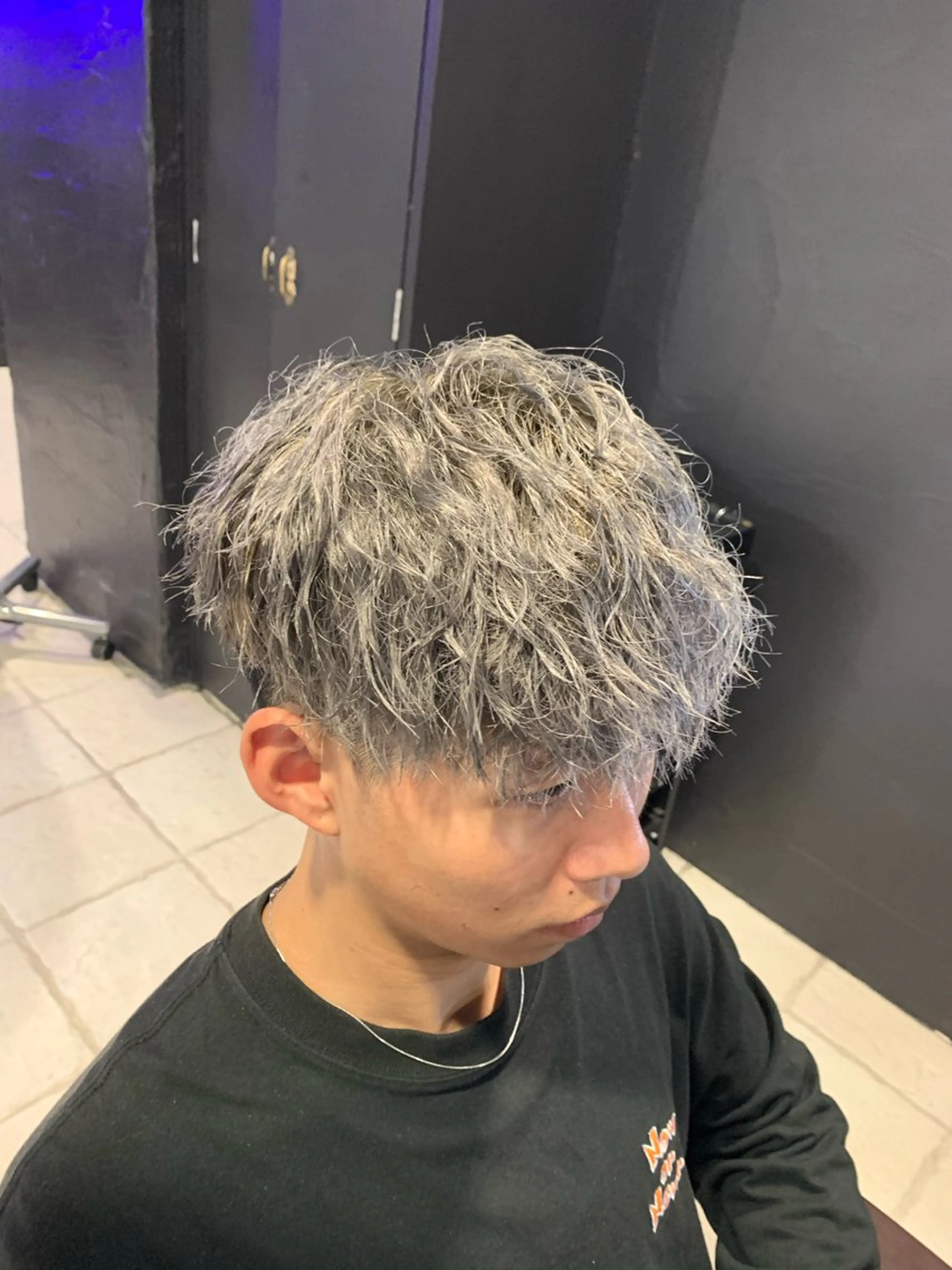 ショート メンズ ヘアカラー ヘアセット メンズパーマ/難波/ 心斎橋　室園亮佑のヘアスタイル