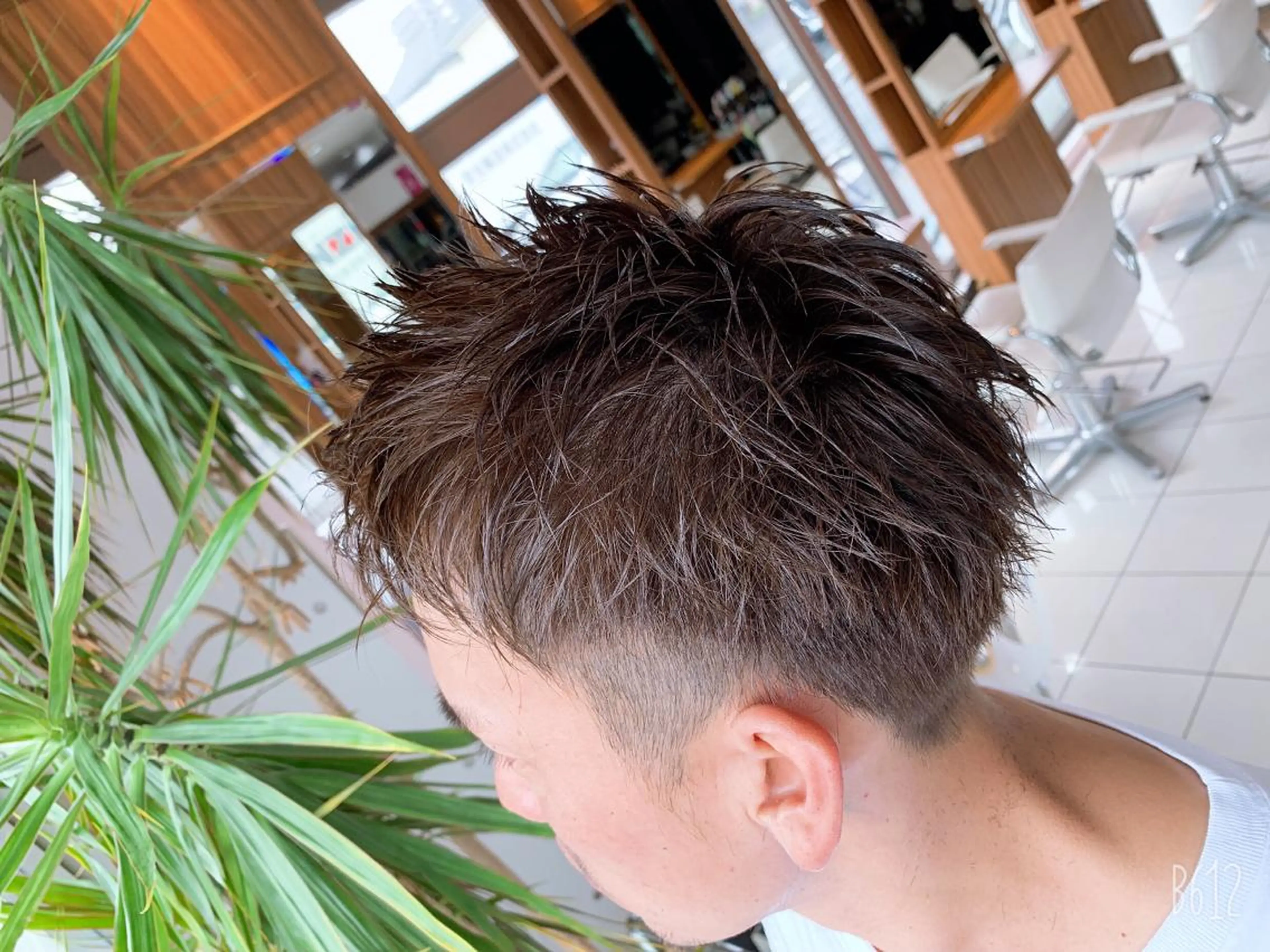 ショート カラー メンズ 白髪ぼかしハイライト 柳川拓哉のヘアスタイル