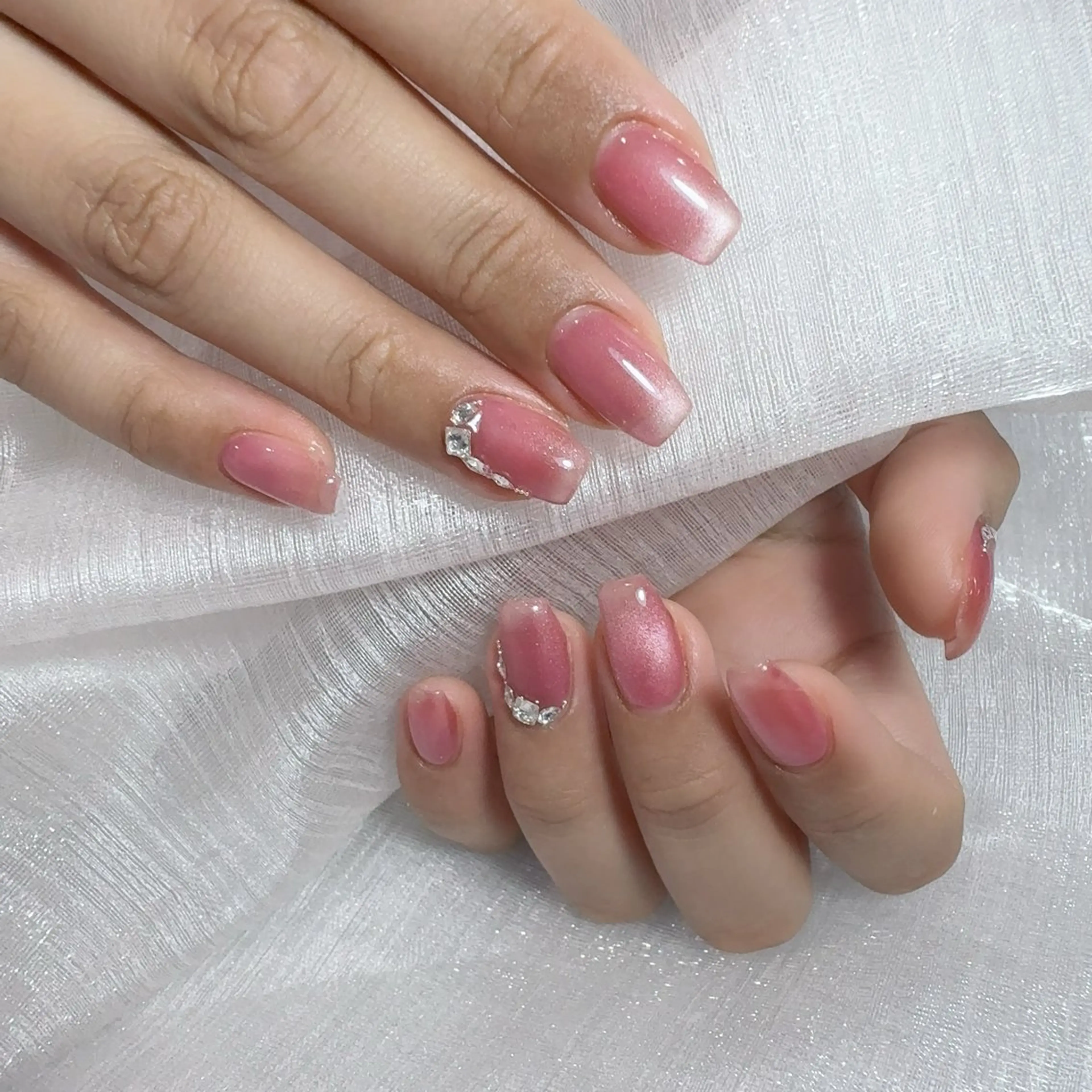 ネイル アートネイル フラッシュネイル フレンチネイル ジェルネイル ガラスフレンチ You&Me Yukiのネイルデザイン