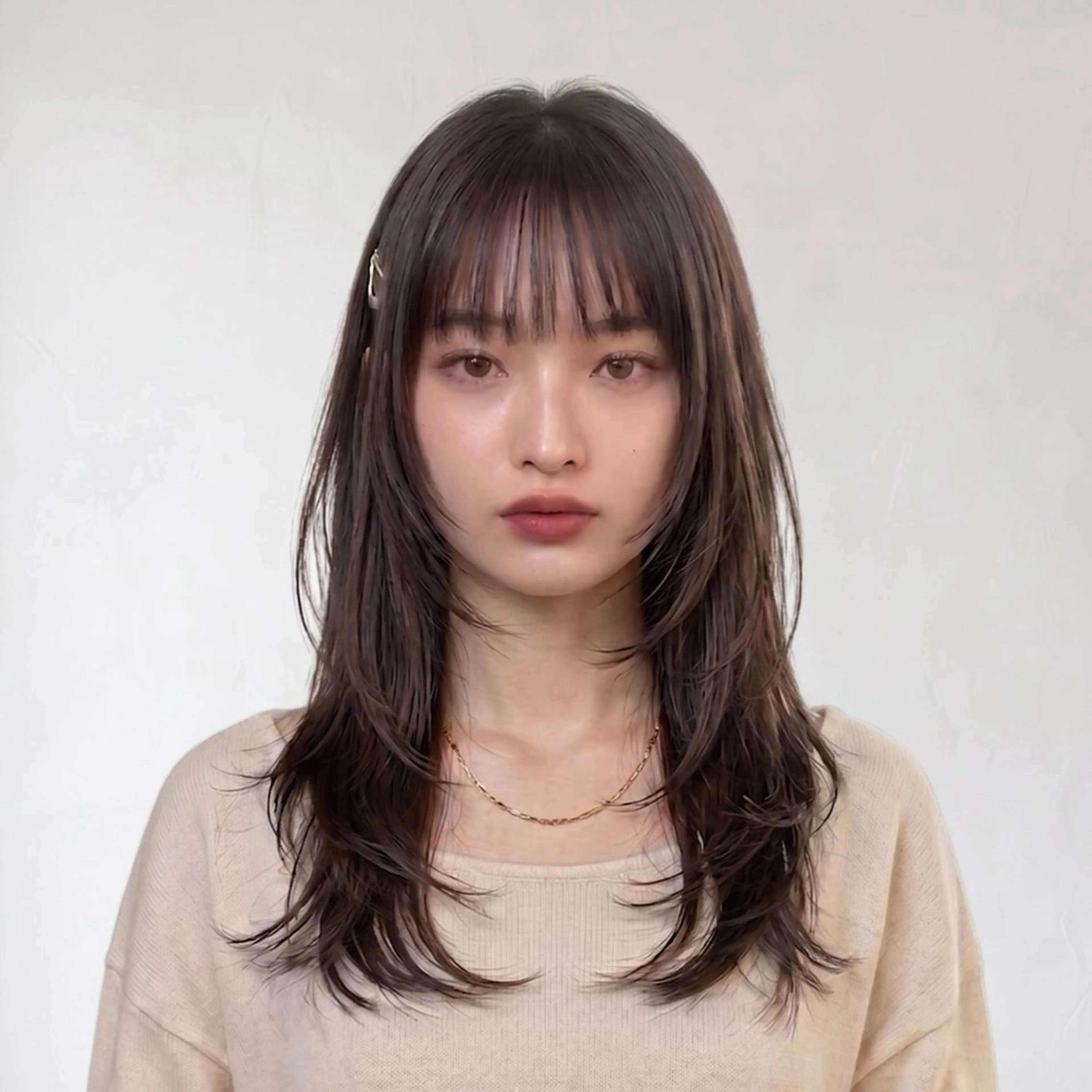 ロング カット ヘアカラー トリートメント 【渋谷】中顔面短縮 ｜髪質改善｜れんのヘアスタイル