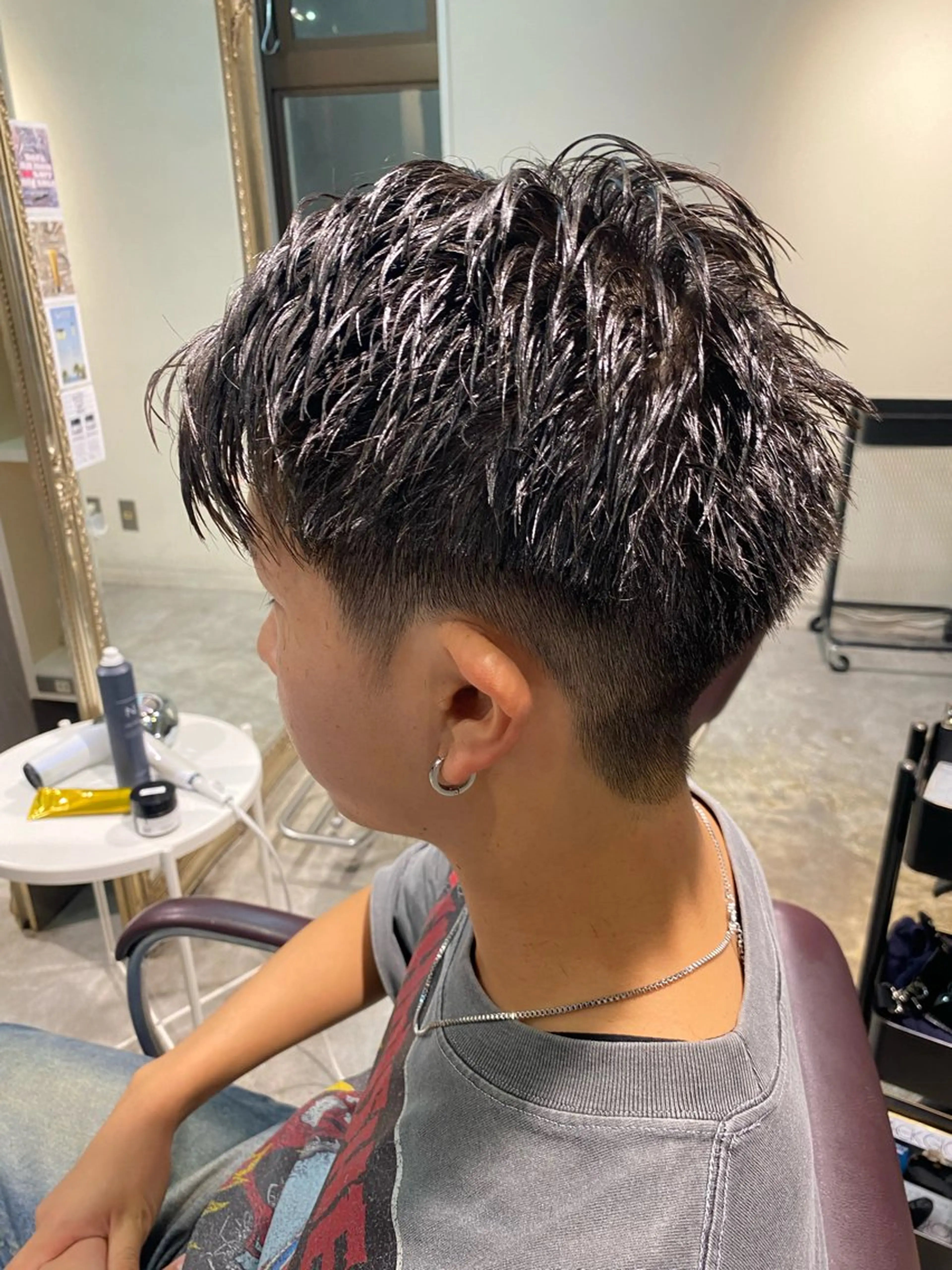 ショート メンズ パーマ特化/フェザー パーマシャドウ/真生のヘアスタイル