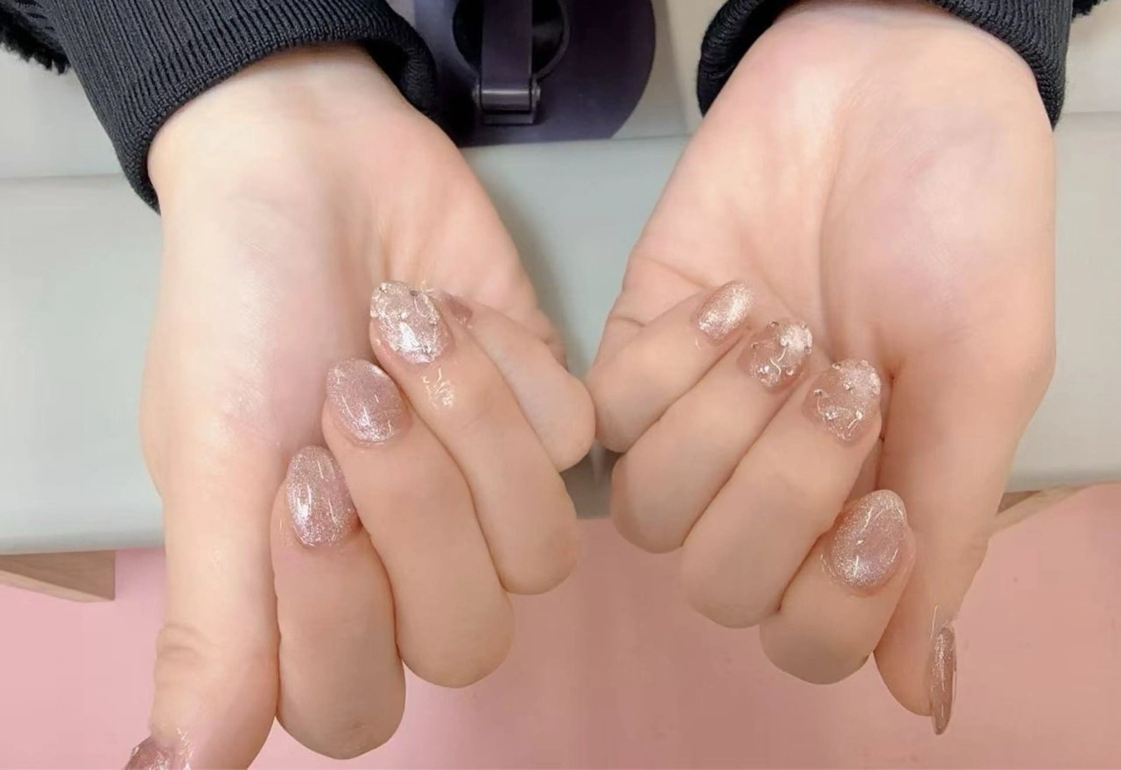 ネイル チークネイル フットネイル フレンチネイル ジェルネイル ガラスフレンチ 柚子 Nikoのネイルデザイン