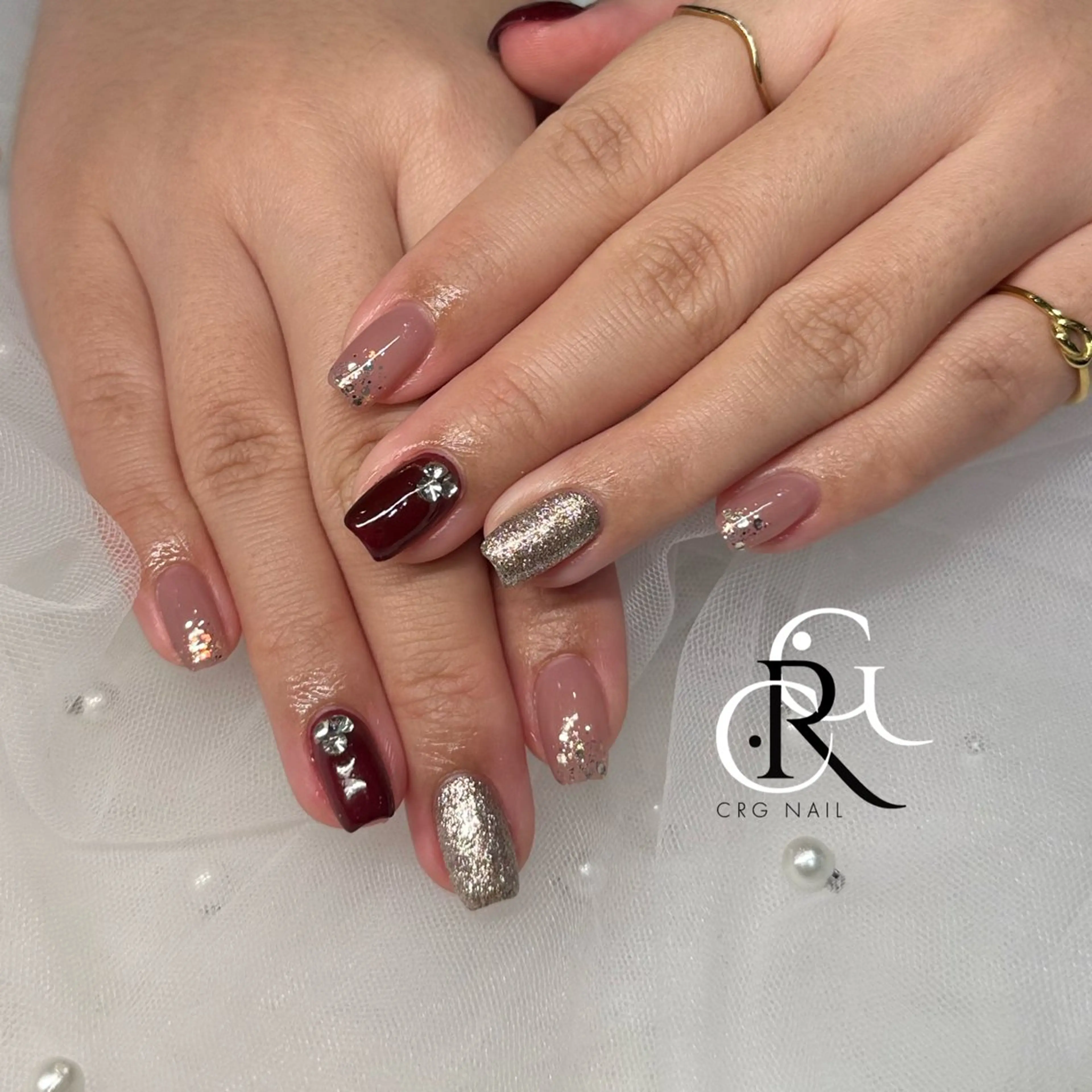 ネイル ボルドー ハンドネイル 美フォルム✨ CRG RURIのネイルデザイン