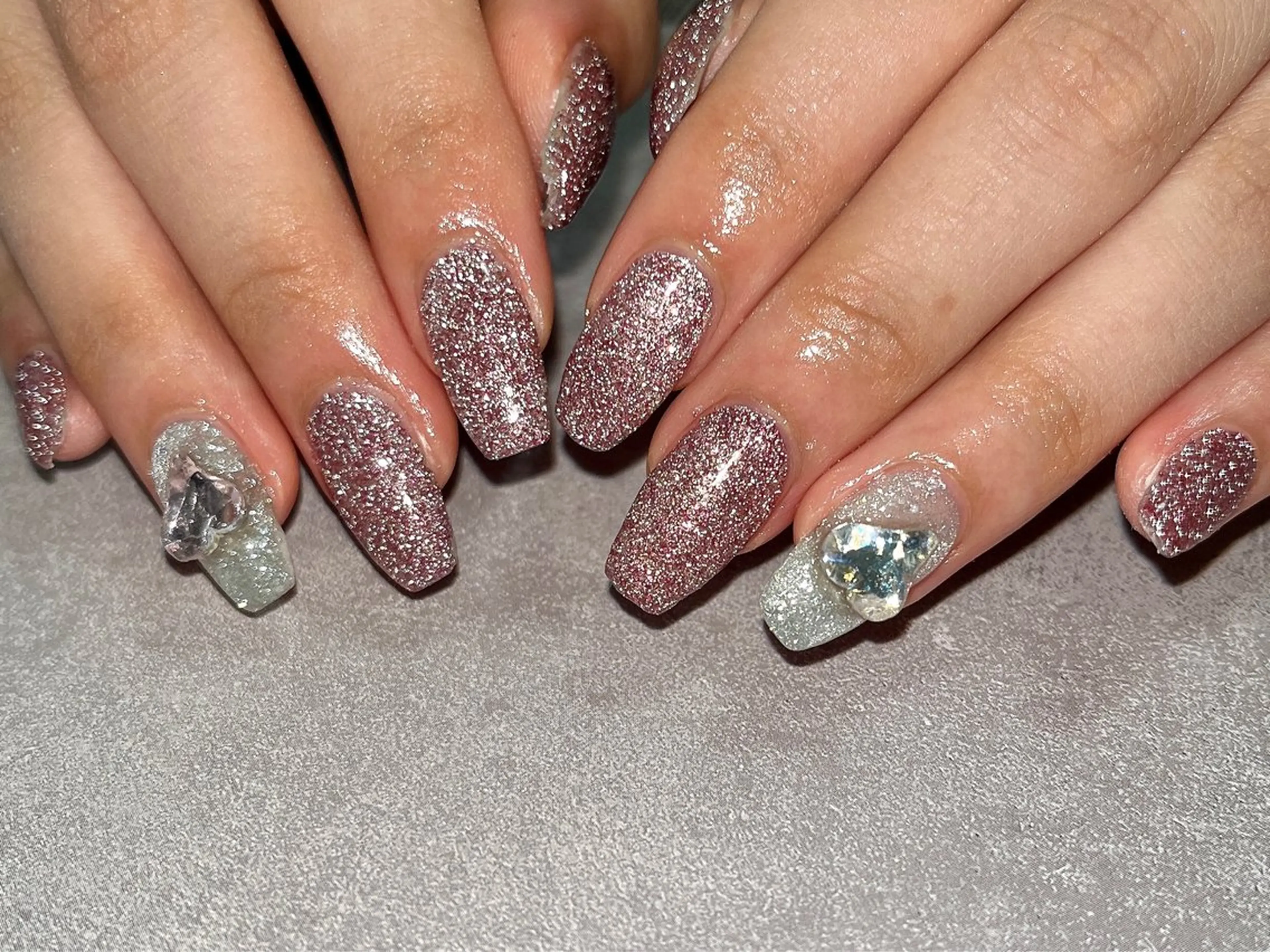 ネイル フラッシュネイル マグネットネイル ピンク シルバー ネイルサロン kupuのネイルデザイン