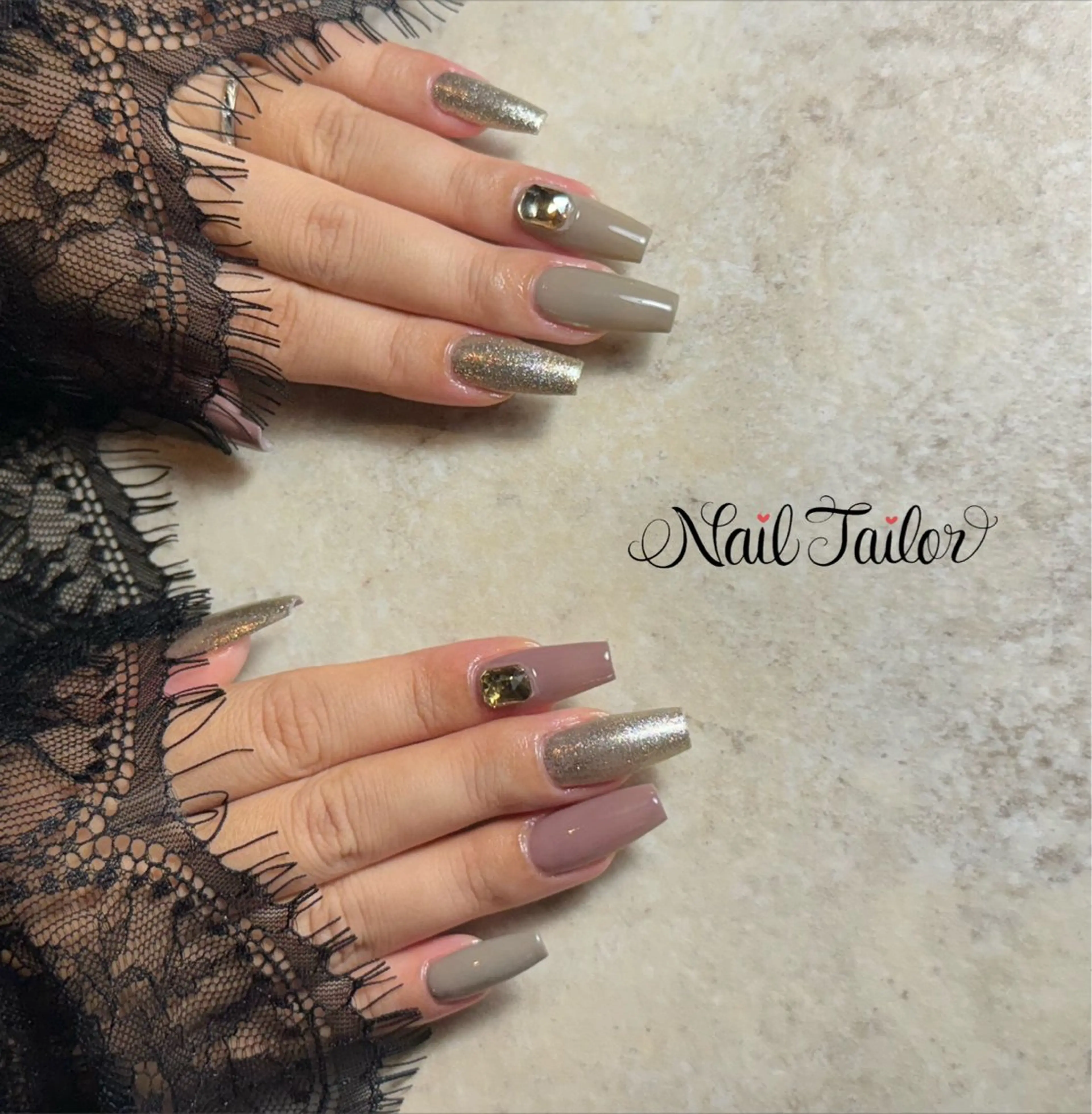 ネイル 長さ出し ラメ(グリッター) ロングネイル シンプルネイル スクエアネイル ハンドネイル NailTailor ネイルテイラーのネイルデザイン