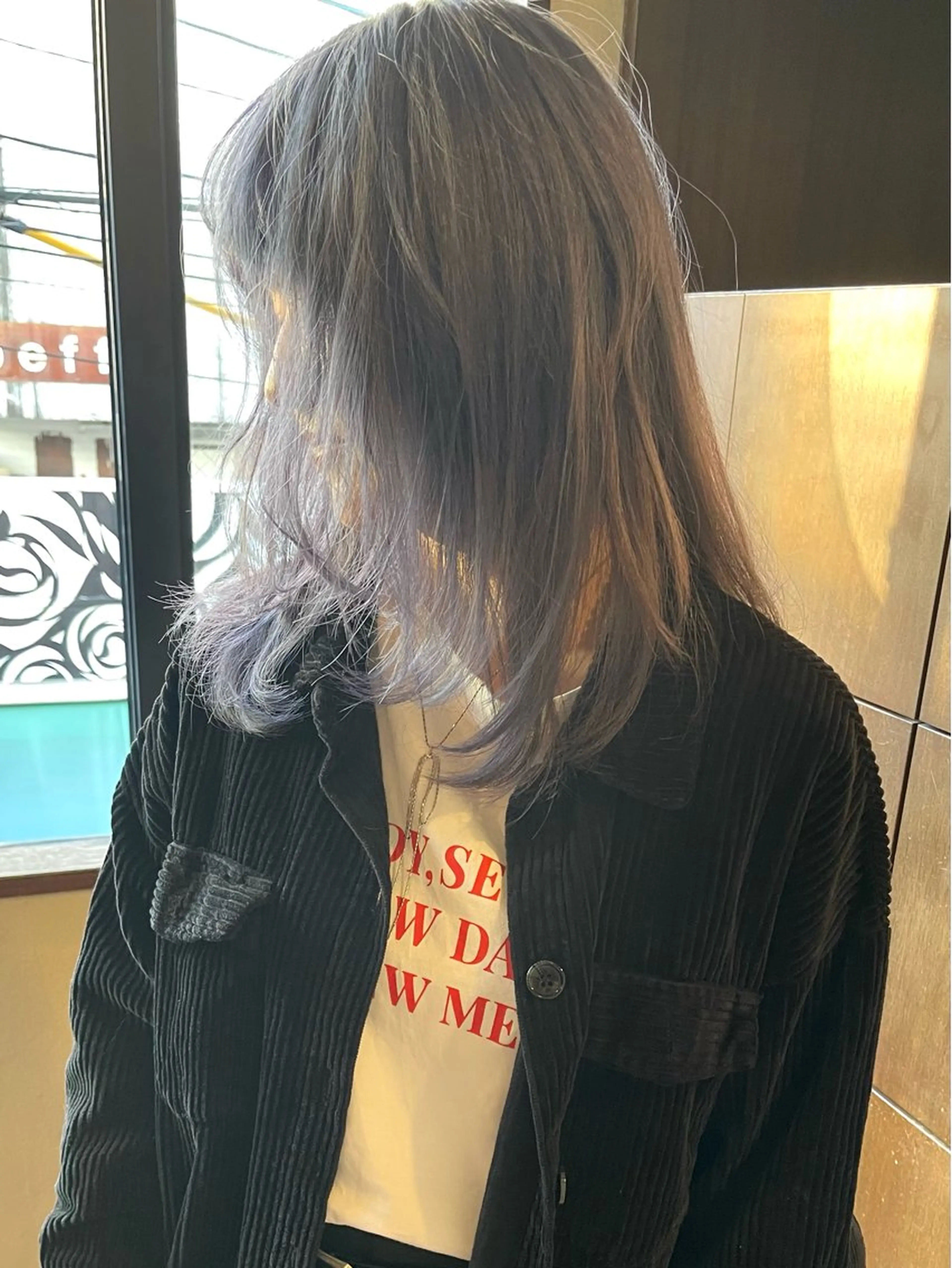 ロング カラー ラベンダーカラー ラベンダーグレー カット ヘアカラー トリートメント 田室 和幸のヘアスタイル