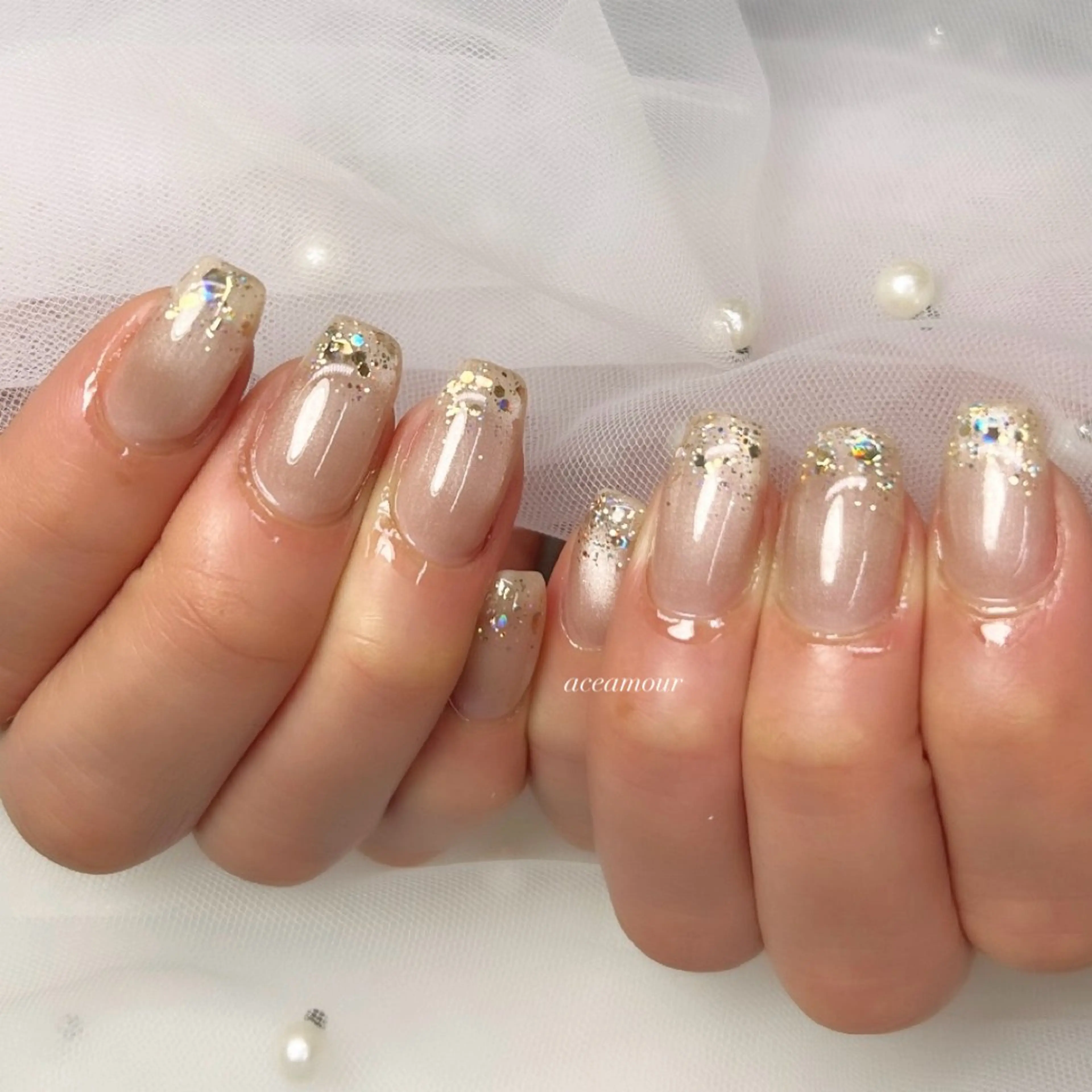 ネイル キラキラネイル ハンドネイル ネイル/耳つぼ /新ホワイトニングのネイルデザイン