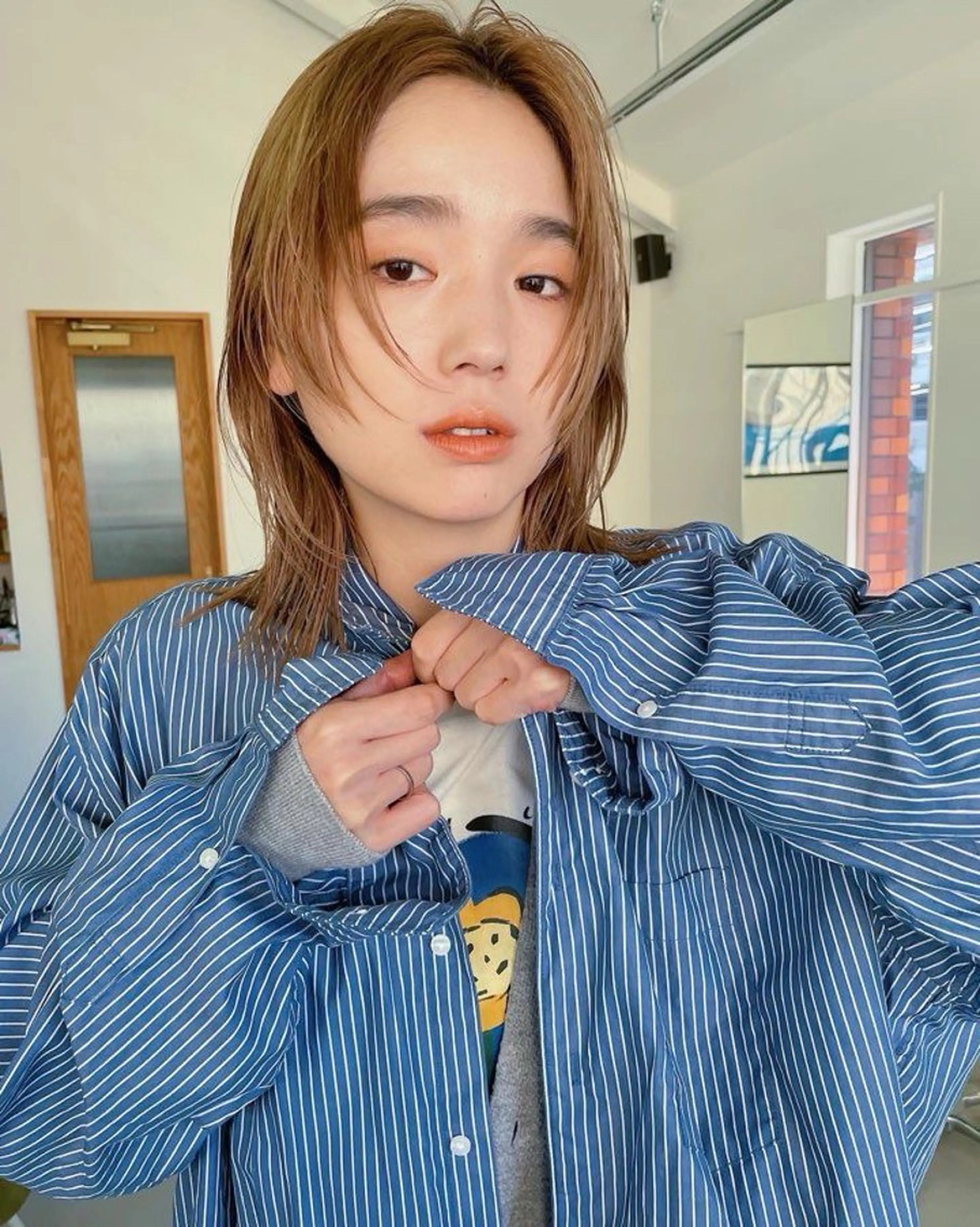 ミディアム 顔周りカット レイヤーカット カット ヘアカラー 似合わせcut ◎ 倉橋実咲のヘアスタイル