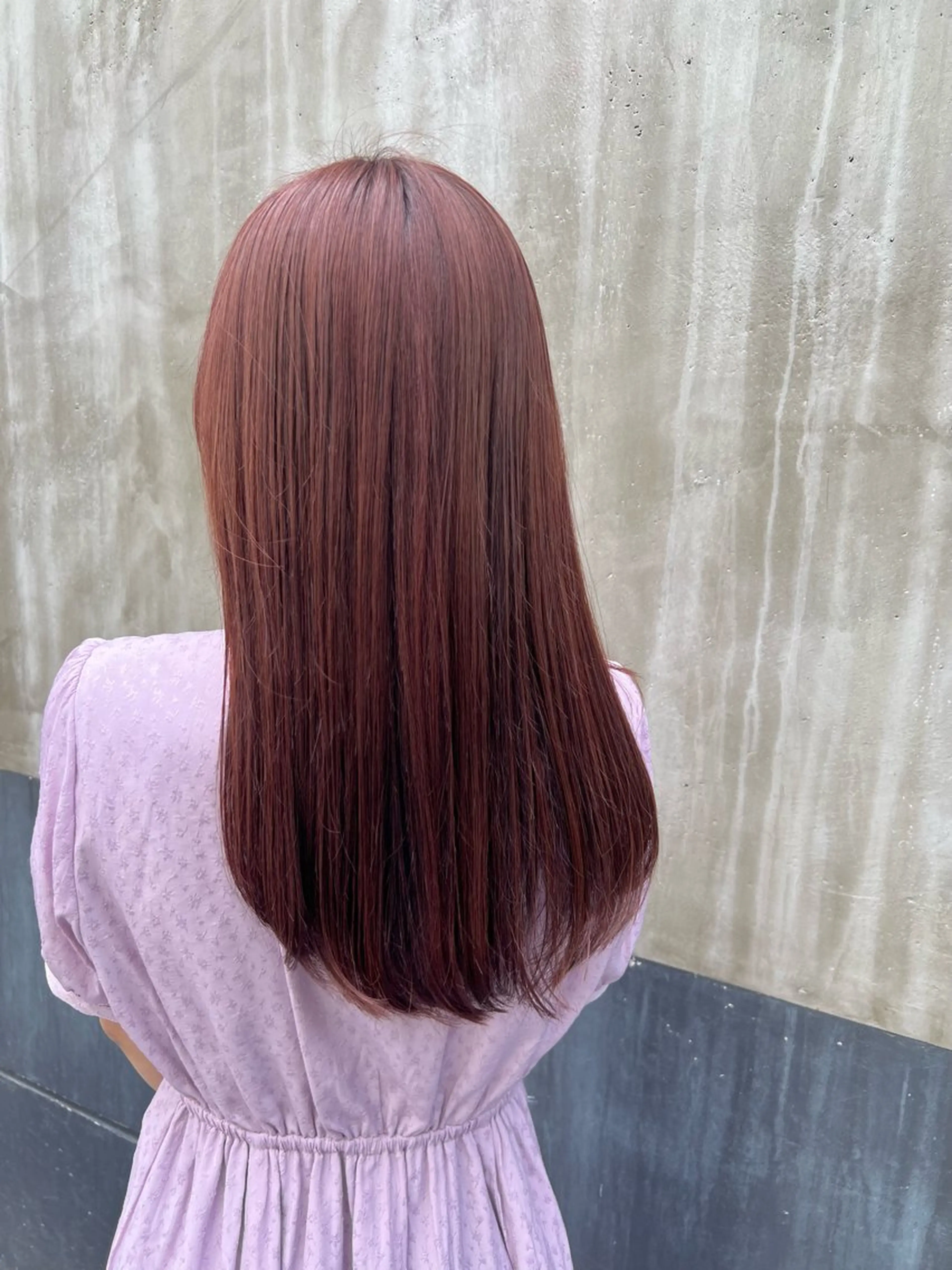 セミロング カラー ブラウンカラー レッドカラー レッドブラウン 🍇おぐら めぐみ🍇のヘアスタイル