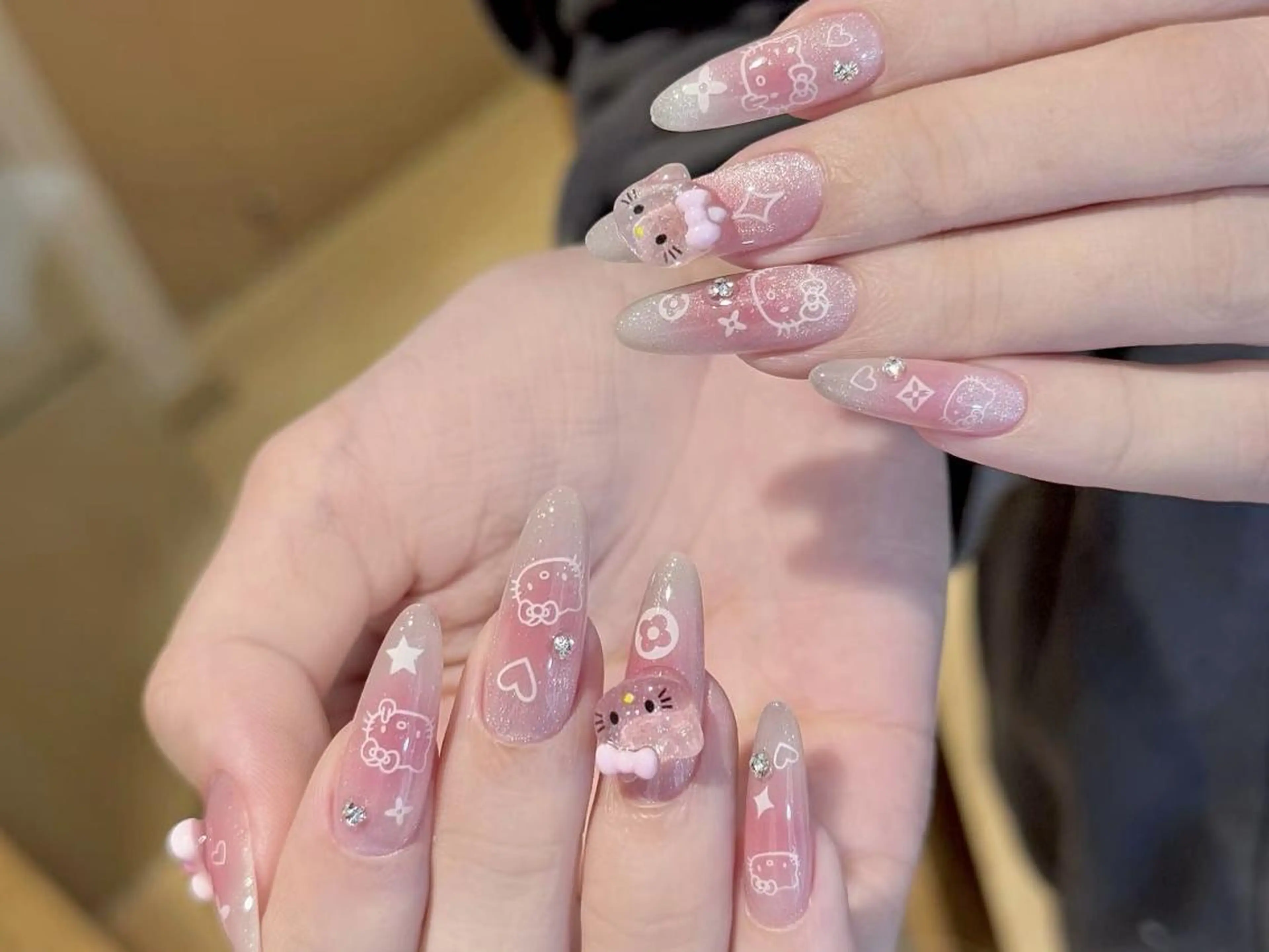 ネイル アートネイル ガーリー ロングネイル マグネットネイル 持ち込み ハンドネイル Feinn Ink💕のネイルデザイン