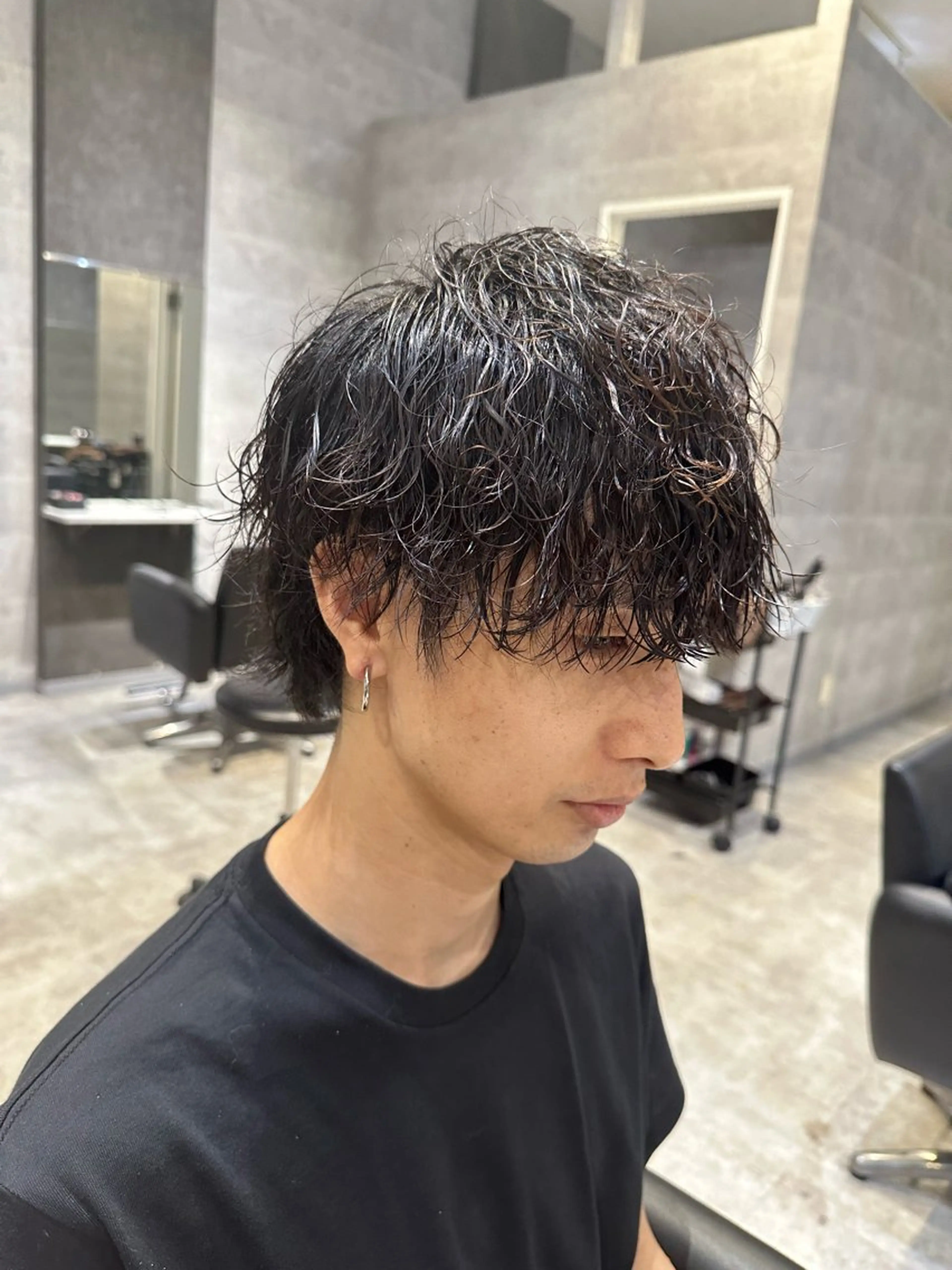 パーマ メンズ マッシュウルフ マッシュ メンズパーマ 波巻きパーマ メンズウルフカット カット パーマ _WHITE鳳店所属・_WHITE /藤田唯生のヘアスタイル