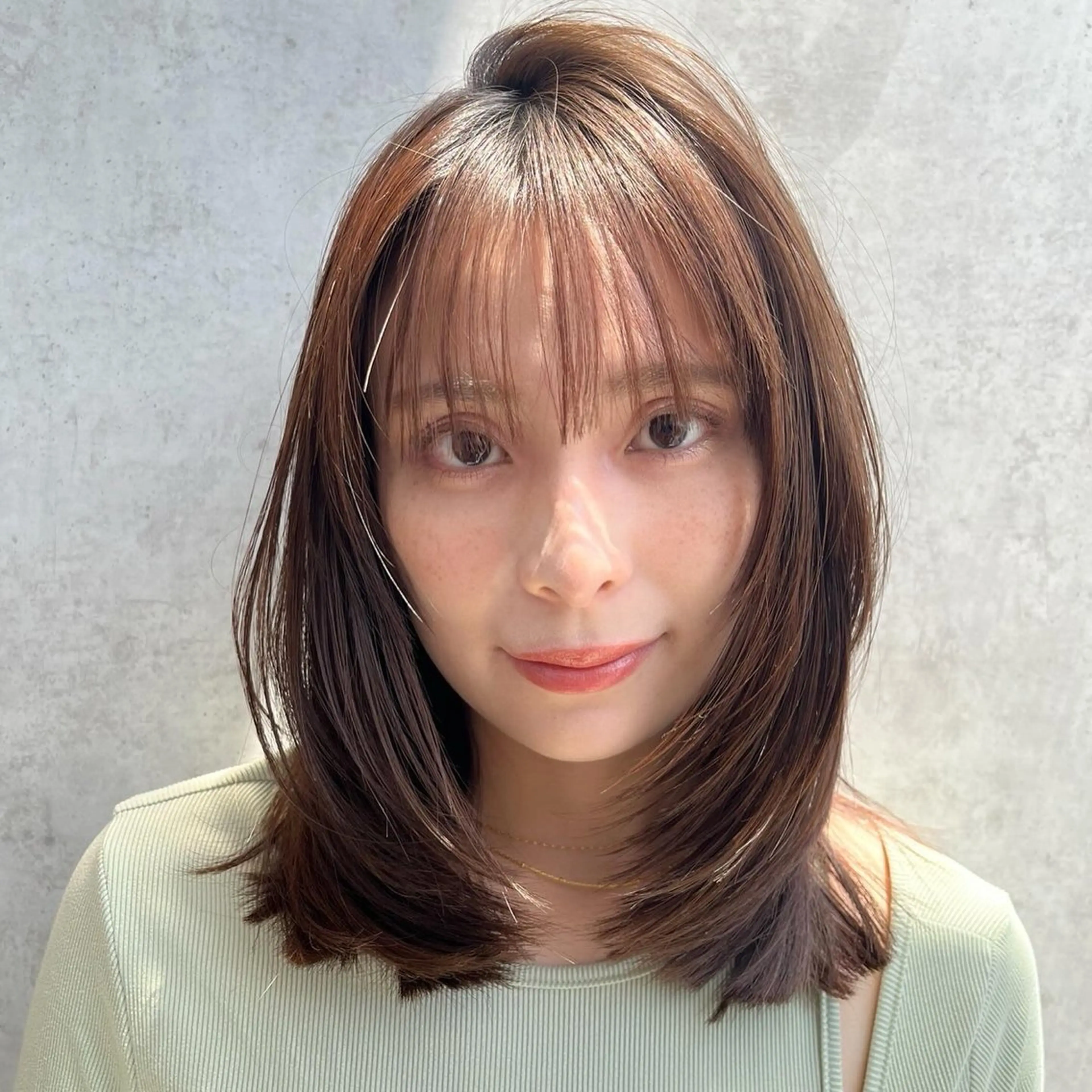 ミディアム カラー 山崎/ボブ縮毛矯正 レイヤー髪質改善のヘアスタイル