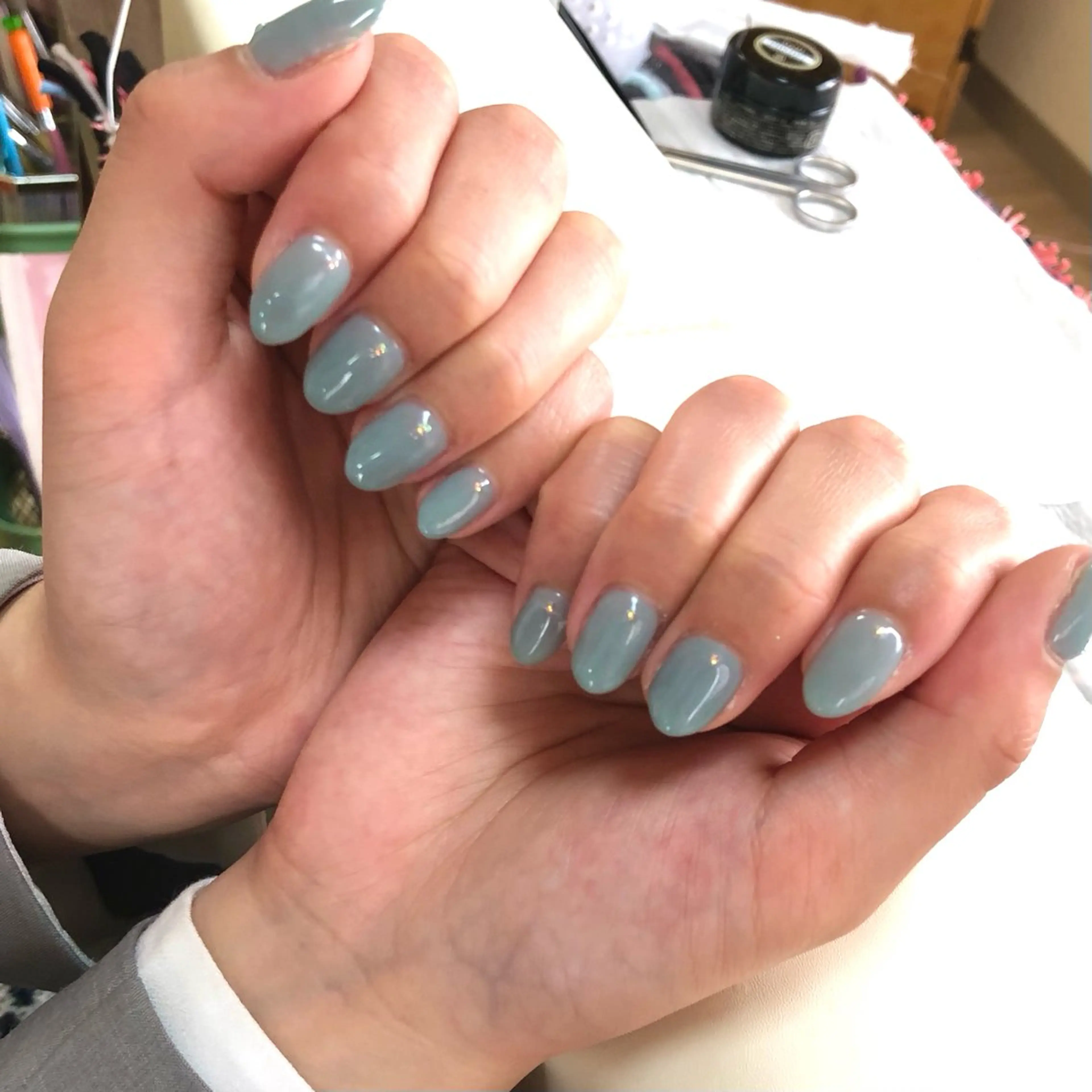 ネイル ブルー ワンカラーネイル シンプルネイル ハンドネイル salon *meehoのネイルデザイン