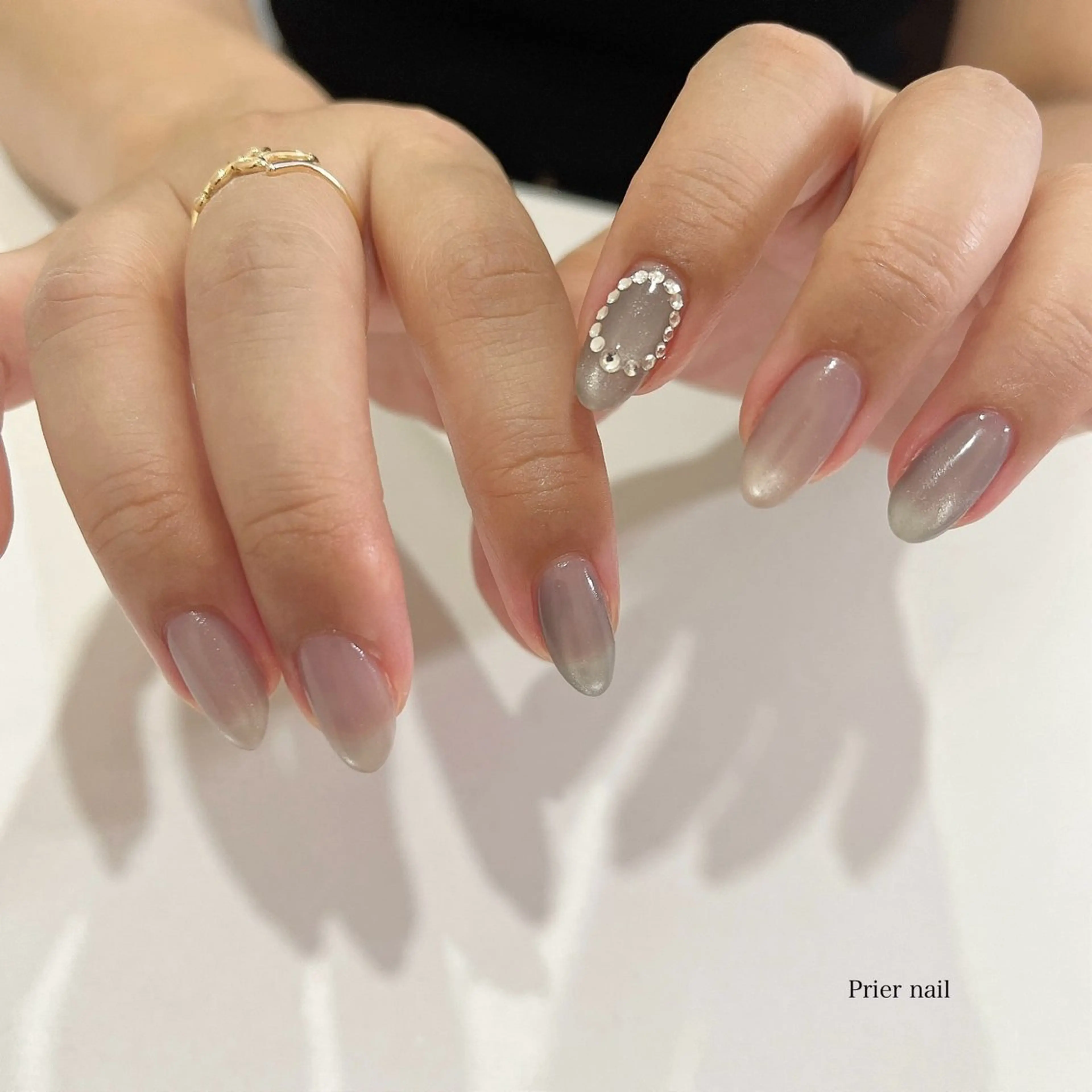 ネイル アートネイル マグネットネイル ストーンネイル Prier×Kew hair所属・Prier nailのネイルデザイン