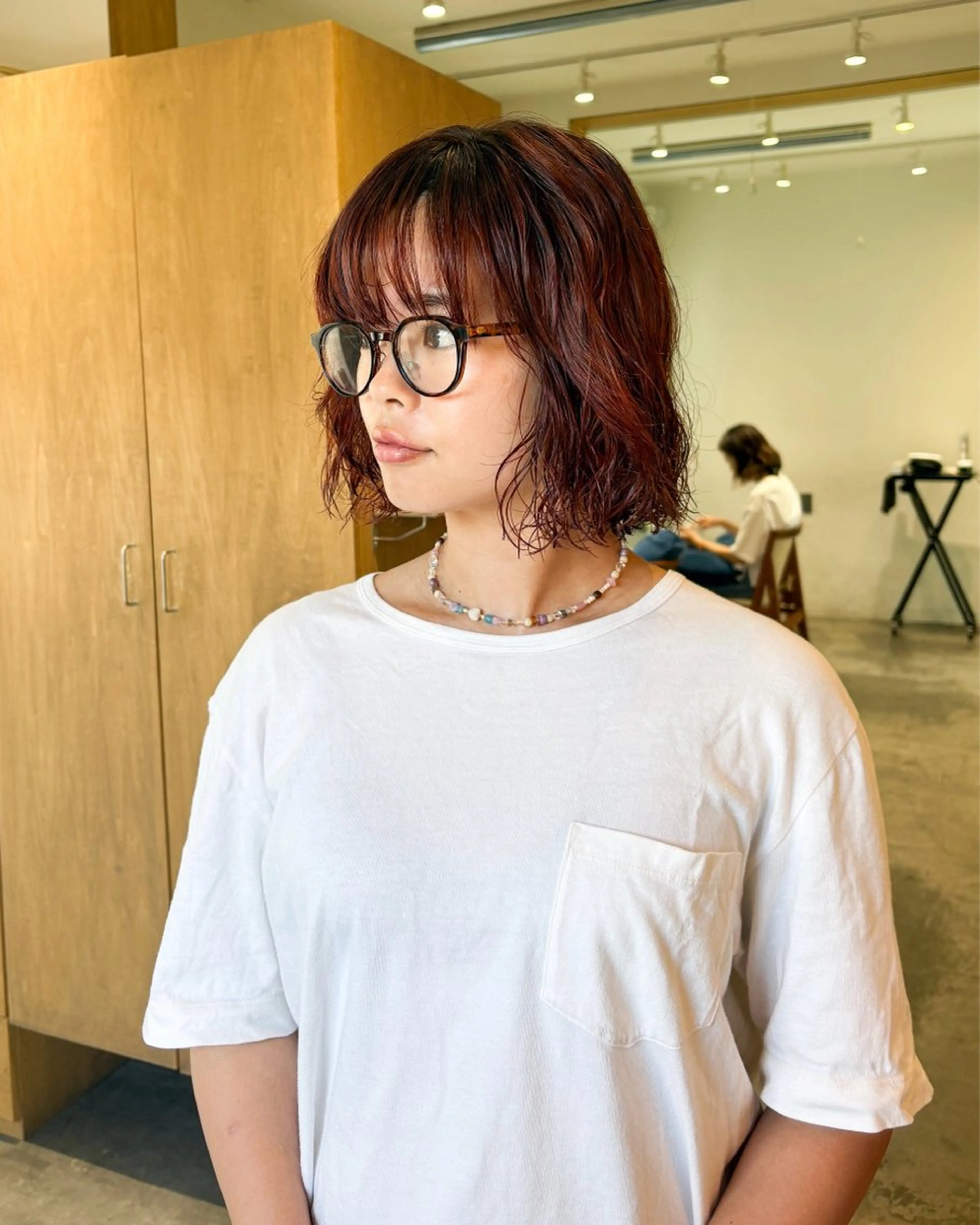 ミディアム カラー パーマ ミディアムパーマ ボブ カット ヘアカラー トリートメント ボブ/艶カラー 鎌倉/MIHO🌼のヘアスタイル