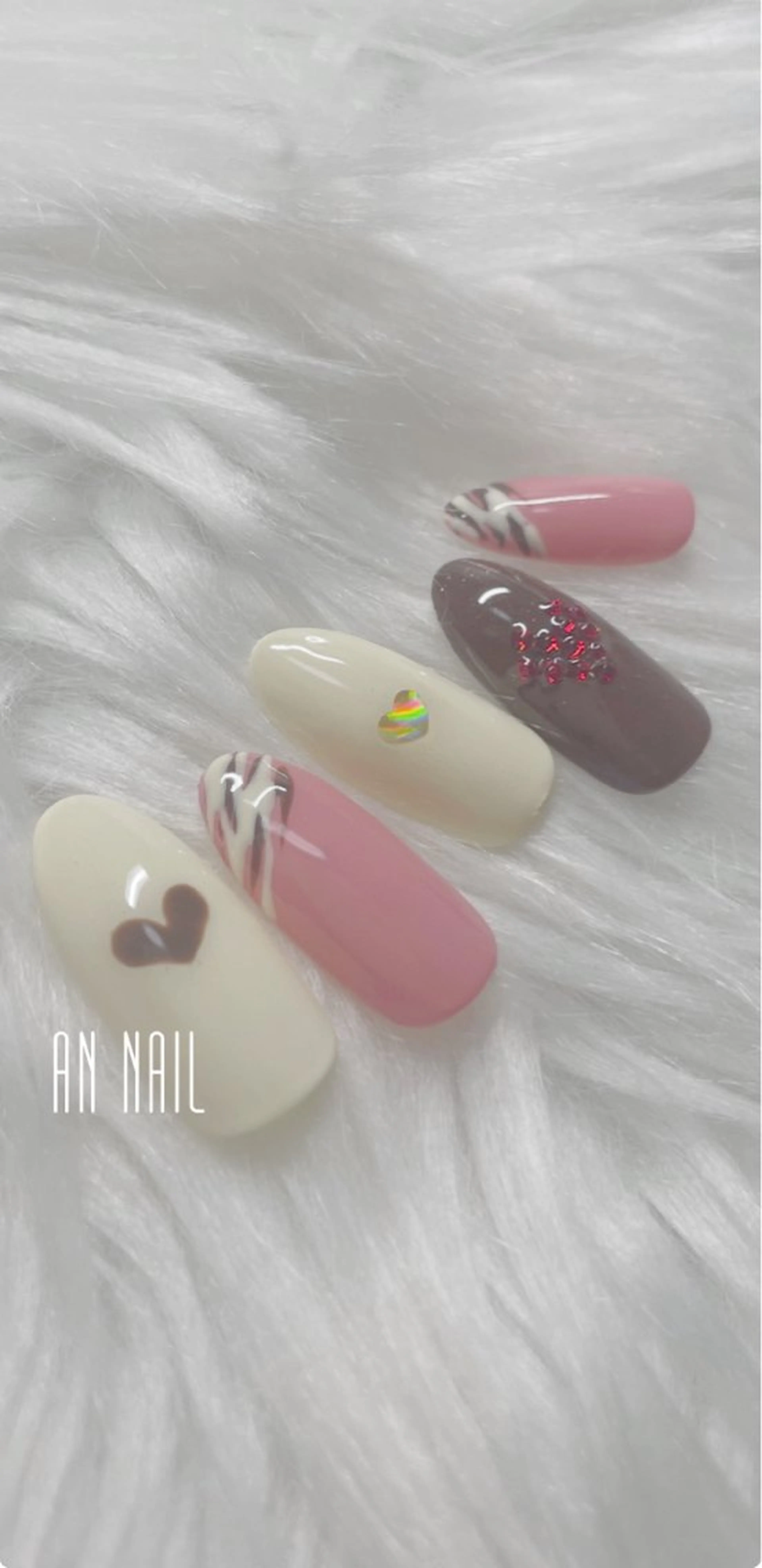 ネイル 持ち込み バレンタイン ハンドネイル AN Nailのネイルデザイン