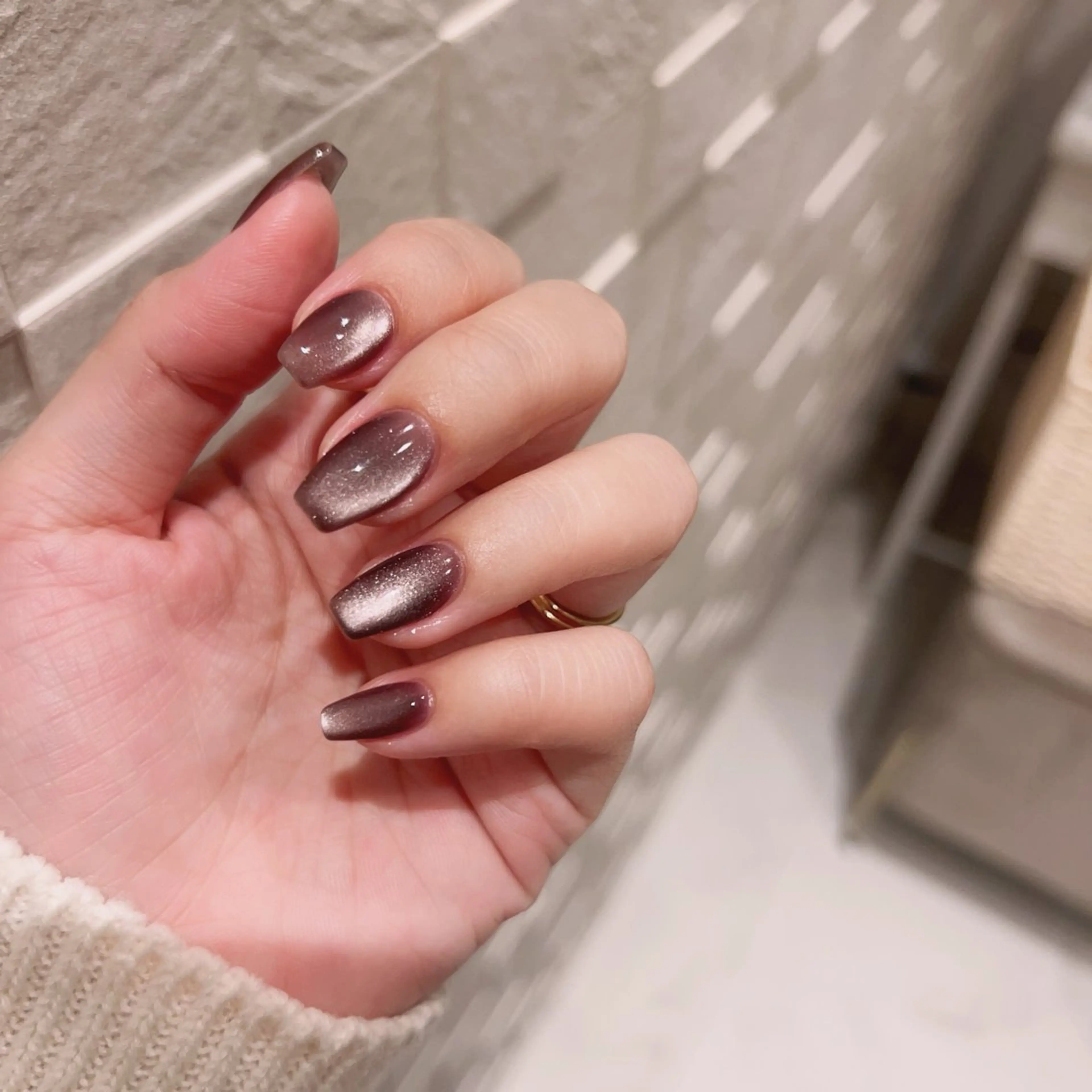 ネイル マグネットネイル ワンカラーネイル ハンドネイル atore つかさのマツエク・マツパデザイン