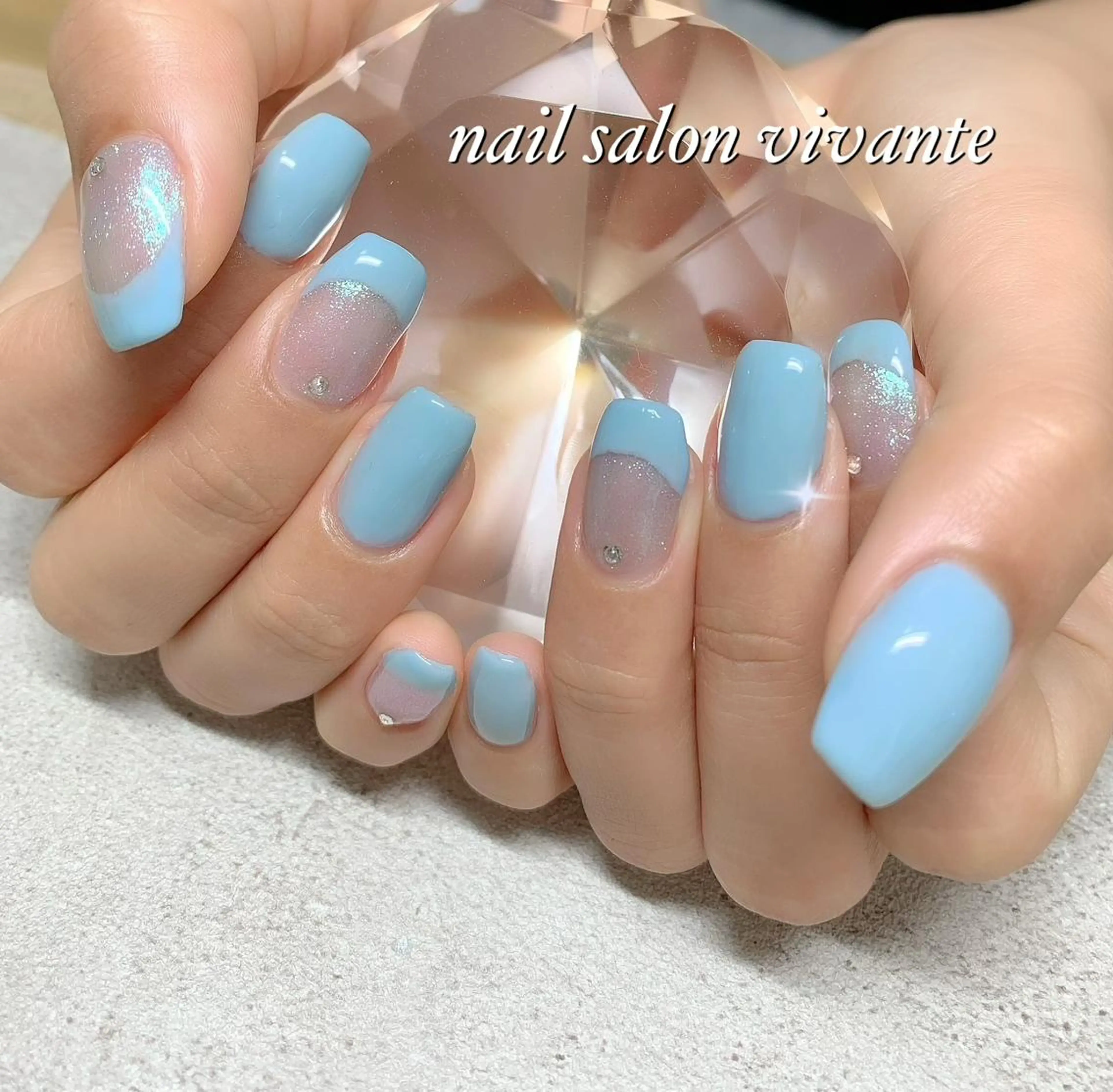 ネイル ブルー フレンチネイル ワンカラーネイル nail salon vivanteのネイルデザイン