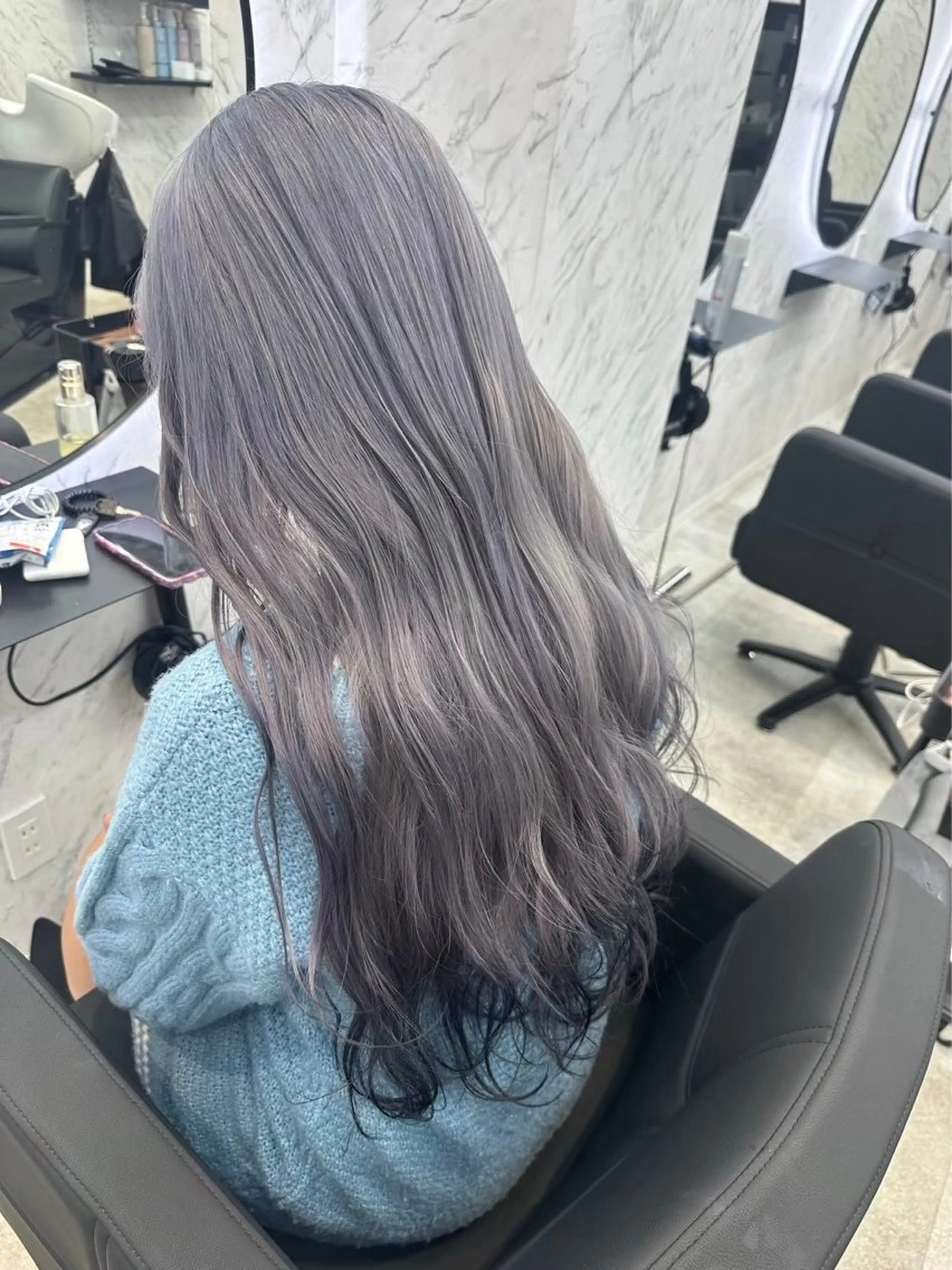ロング カラー シルバー ヘアカラー トリートメント カット¥1100 ✂️MIUのヘアスタイル