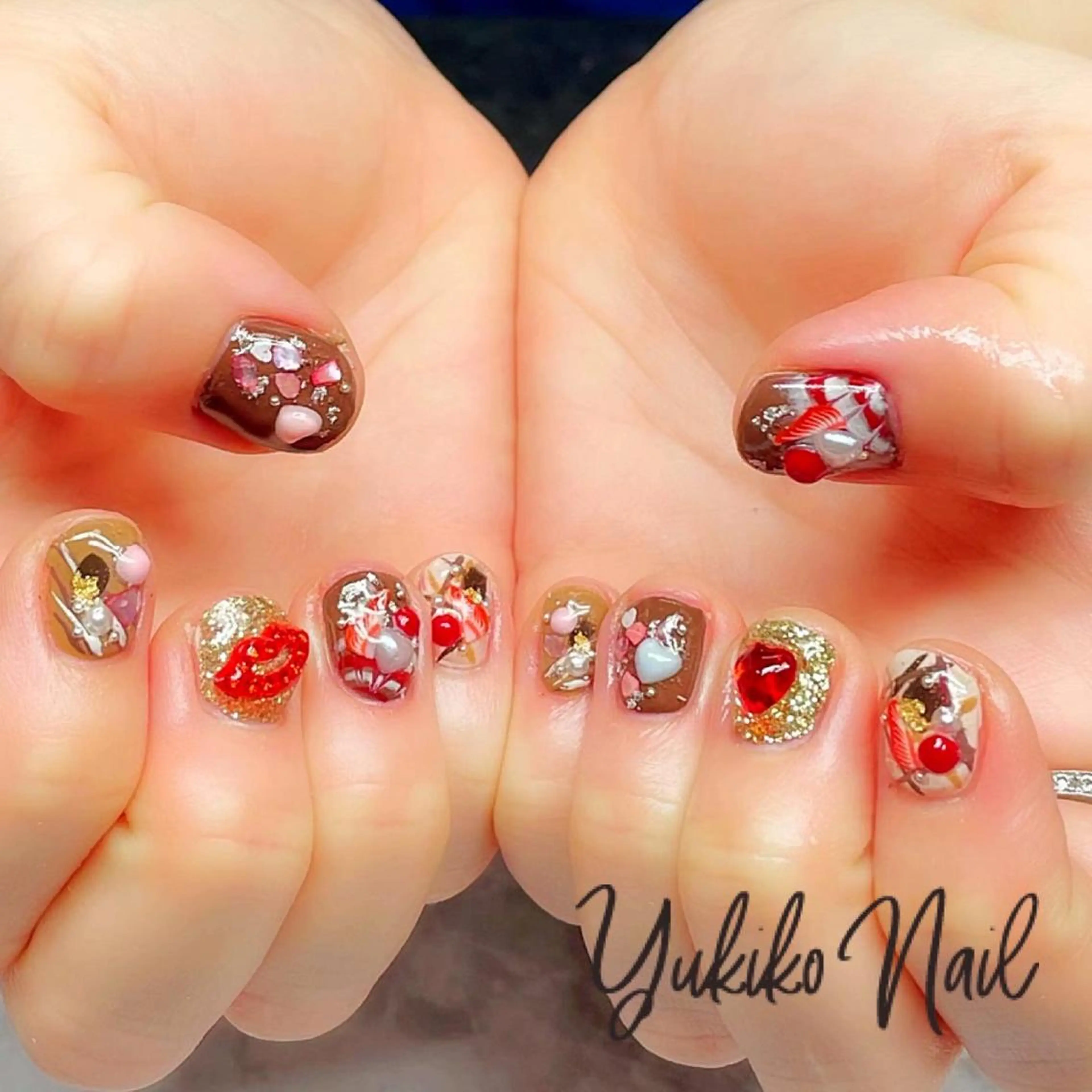 ネイル 持ち込み バレンタイン ハンドネイル ユキコ ネイルのネイルデザイン