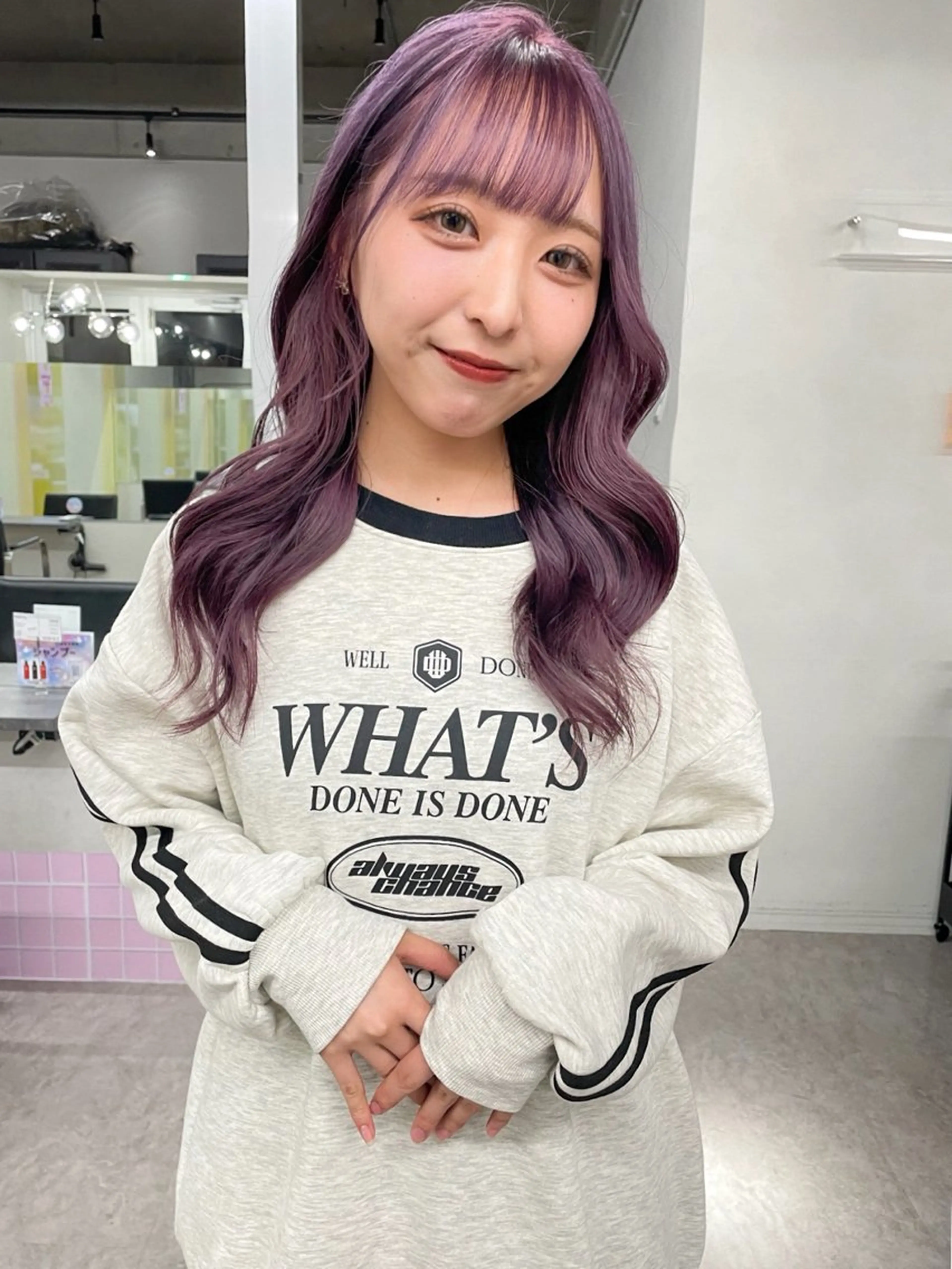 セミロング カラー ブリーチ ケアブリーチ ハイトーンカラー ラベンダーカラー ピンクカラー ブリーチ/ベージュ 💕/momoaのヘアスタイル