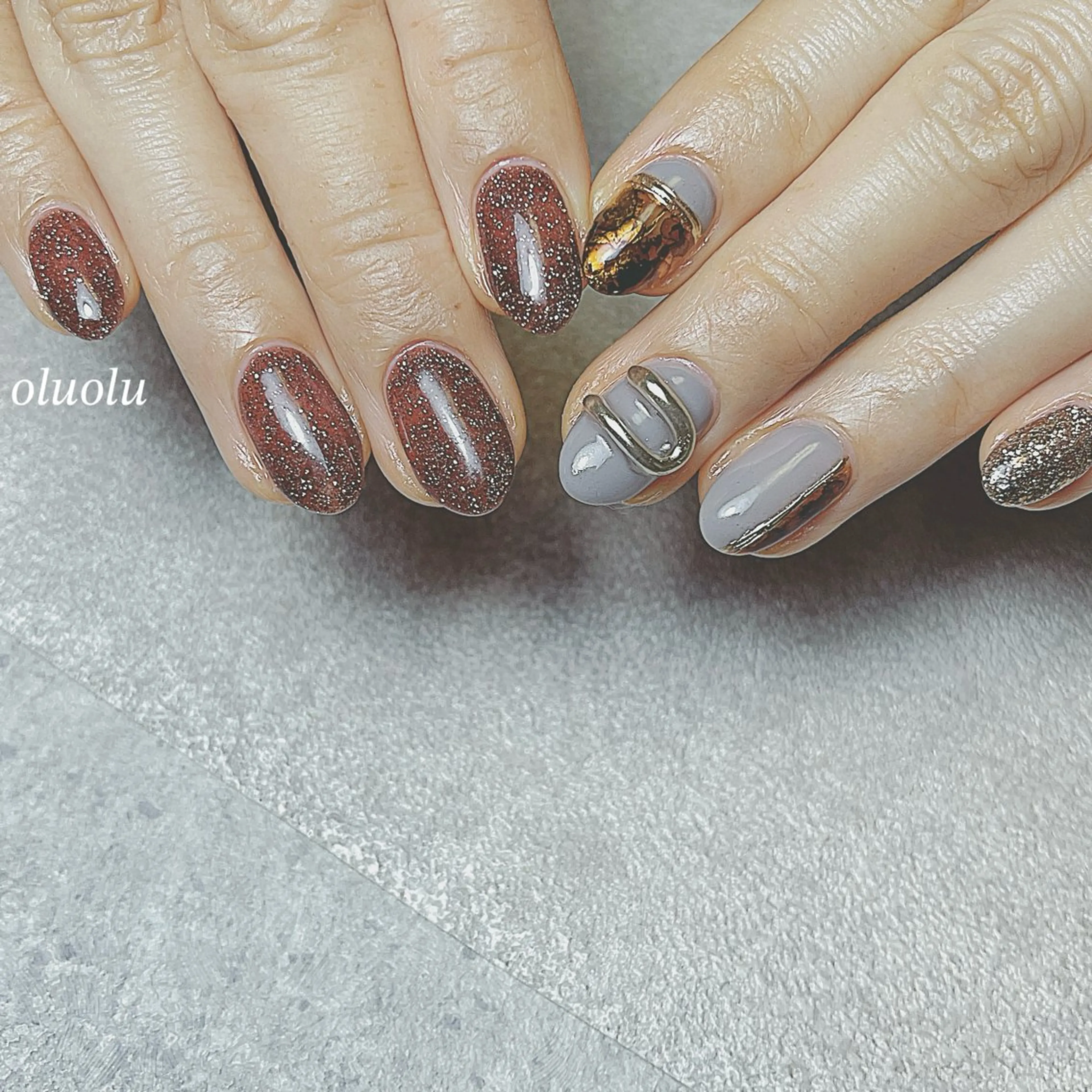 ネイル アートネイル フラッシュネイル ニュアンスネイル ハンドネイル 大村 紬華のネイルデザイン