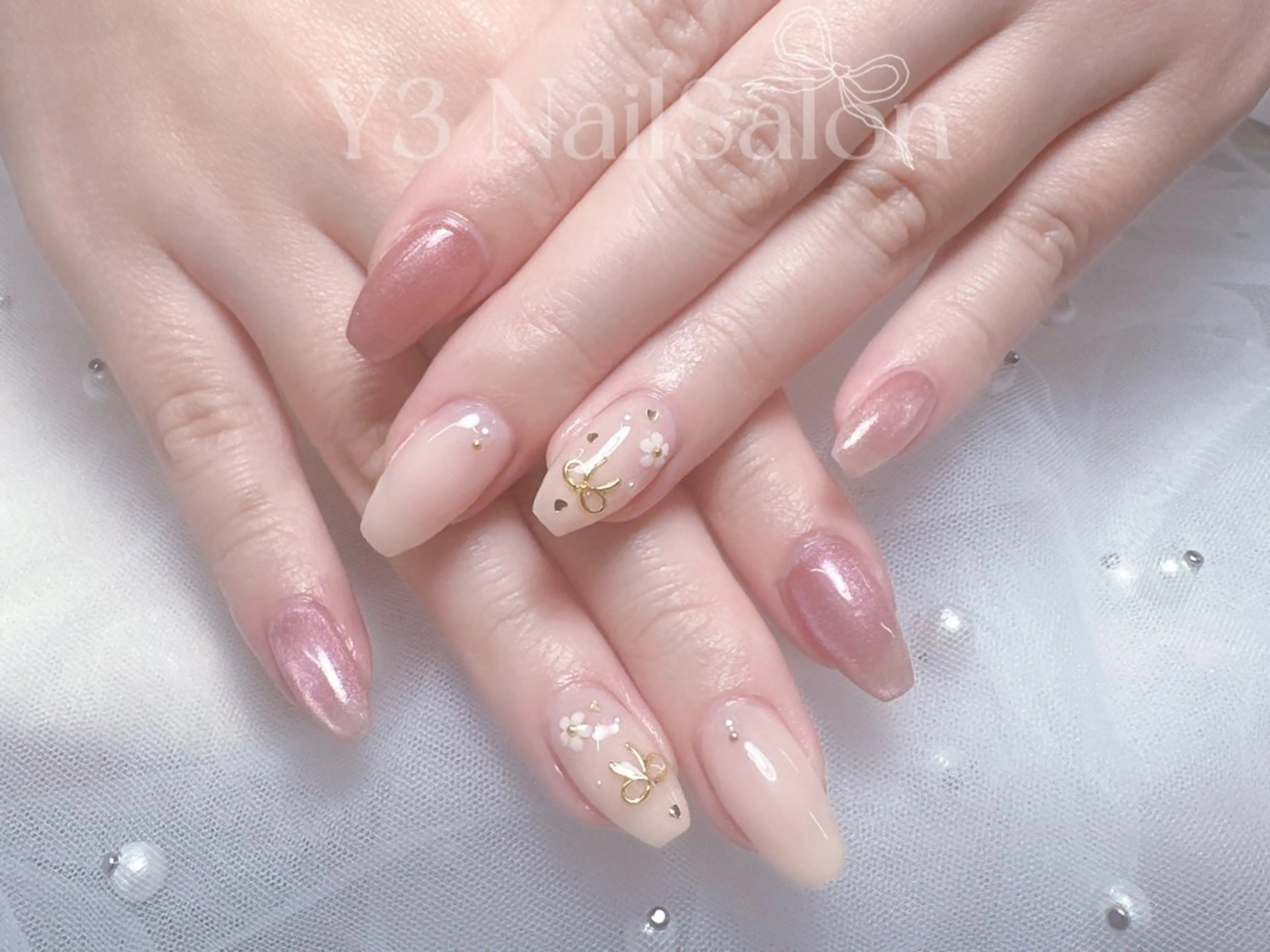 ネイル フラワーネイル マグネットネイル ピンク ハンドネイル Y3 NailSalonのネイルデザイン