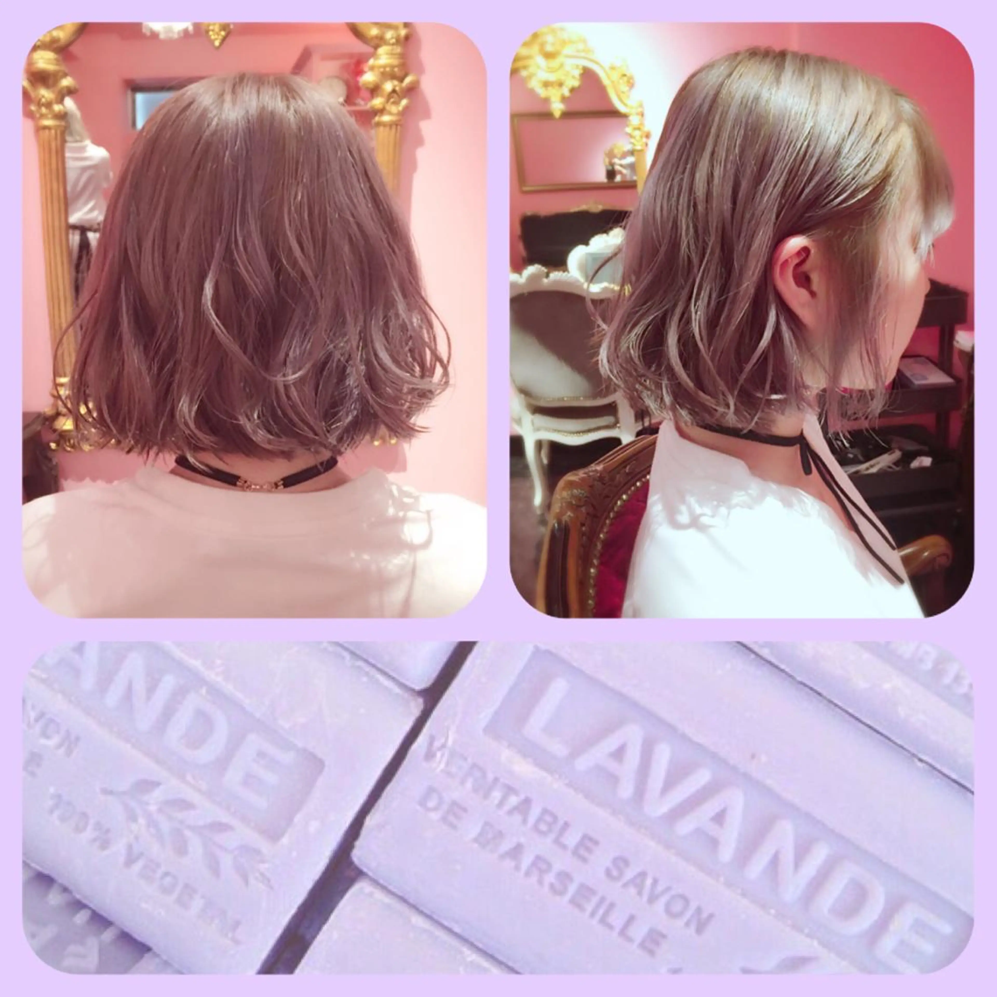 ショート ミディアム カラー パーマ アッシュ ラベンダーカラー ボブ 櫻井 愛弓のヘアスタイル