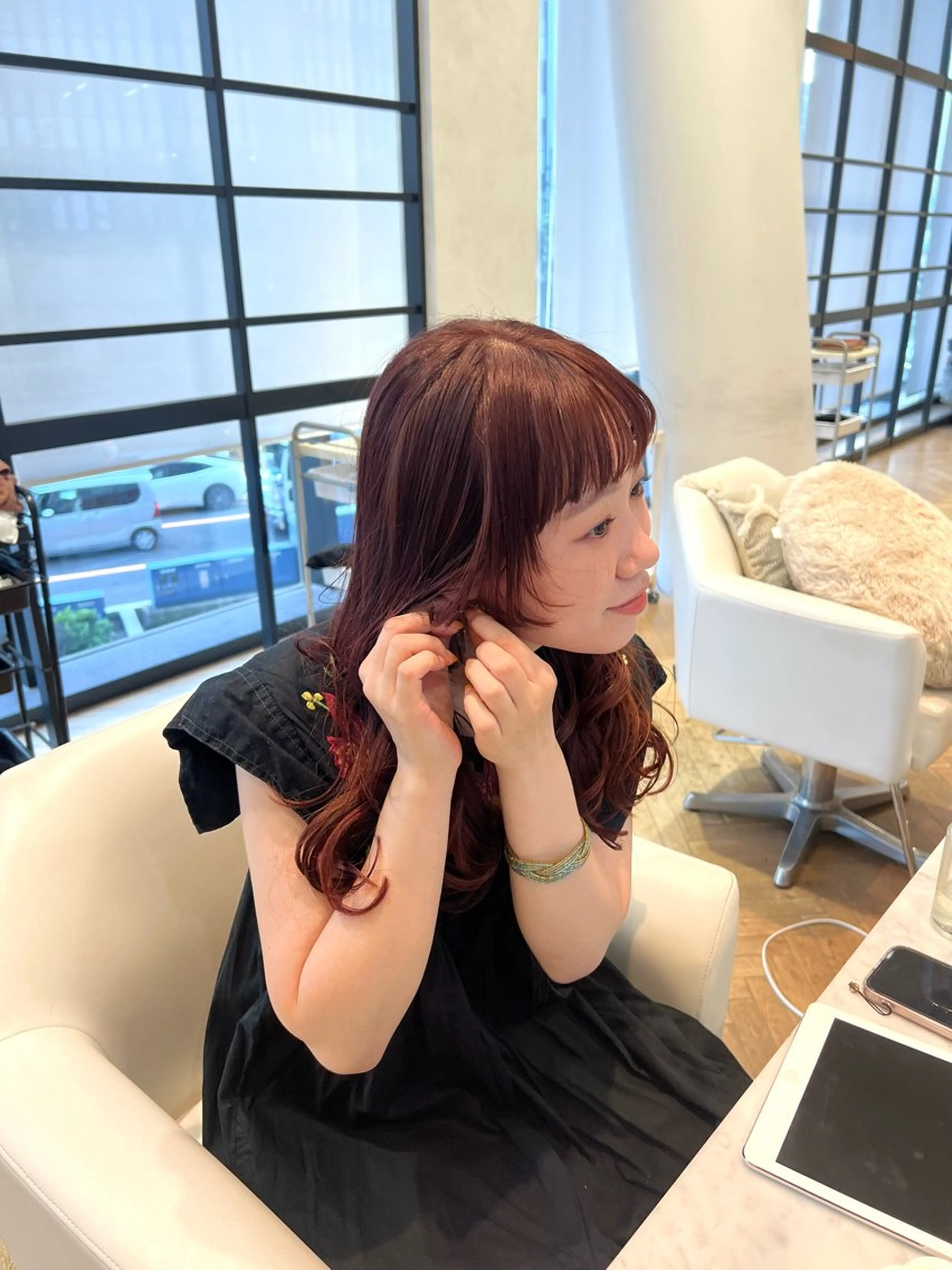 セミロング カラー オレンジ カット ヘアカラー 似合わせ/レイヤー 💟SAEのヘアスタイル