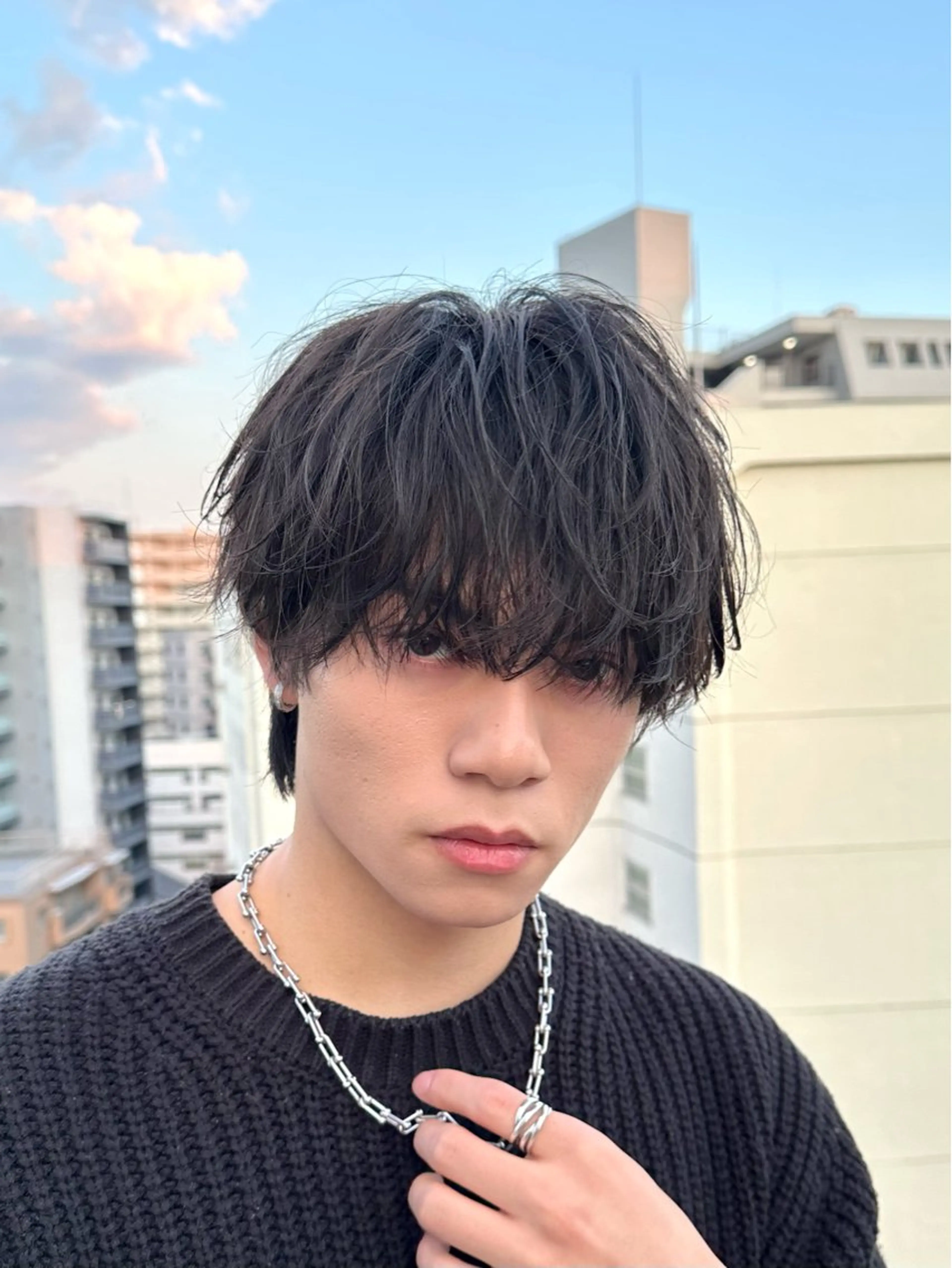 セミロング パーマ メンズ マッシュ メンズパーマ セミロングパーマ カット パーマ 立川韓国メンズヘア ニュアンスパーマ安井のヘアスタイル