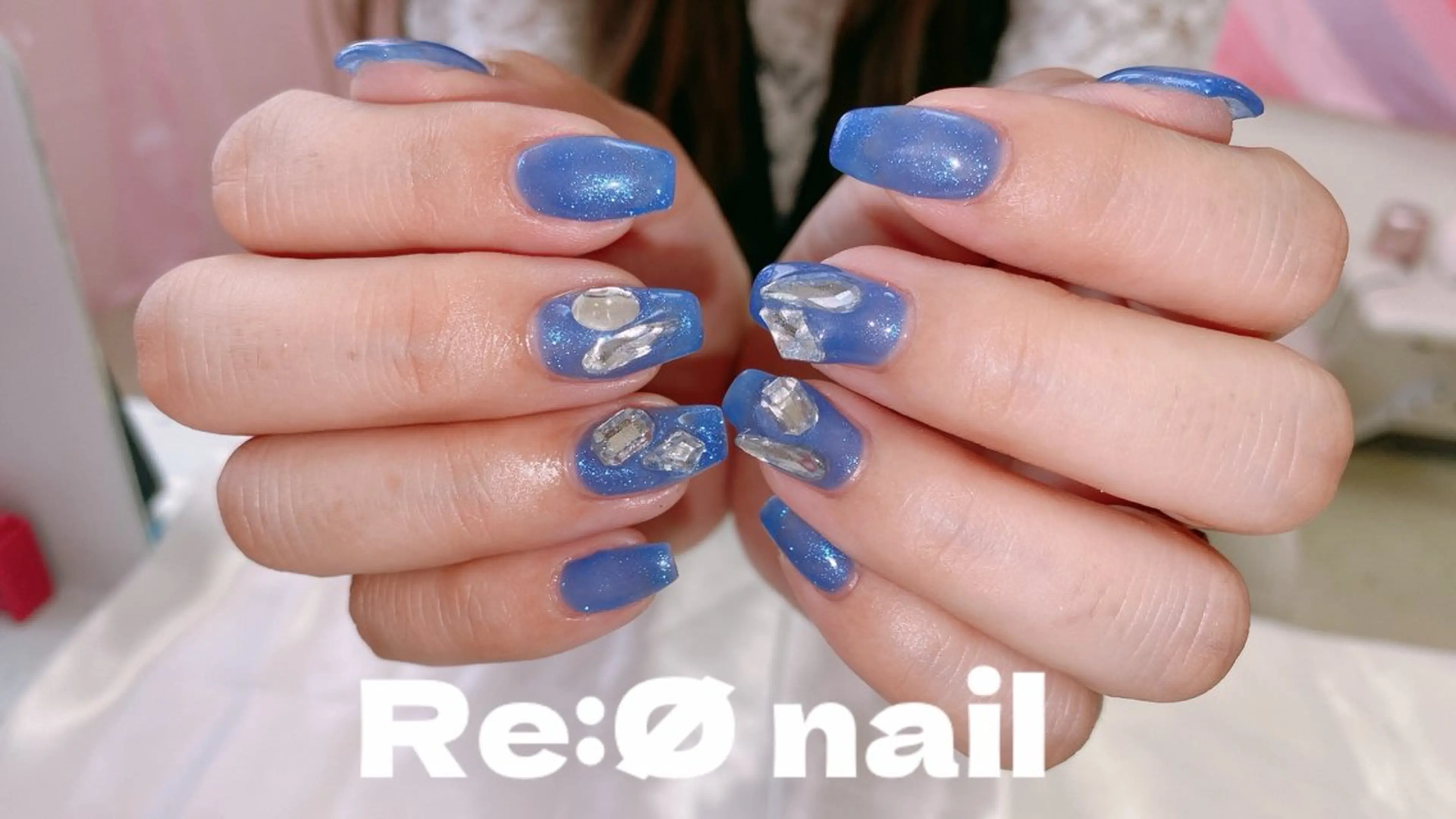 ネイル ブルー ラメ(グリッター) ハンドネイル Re:Ø nail 🩵TSUJIのネイルデザイン