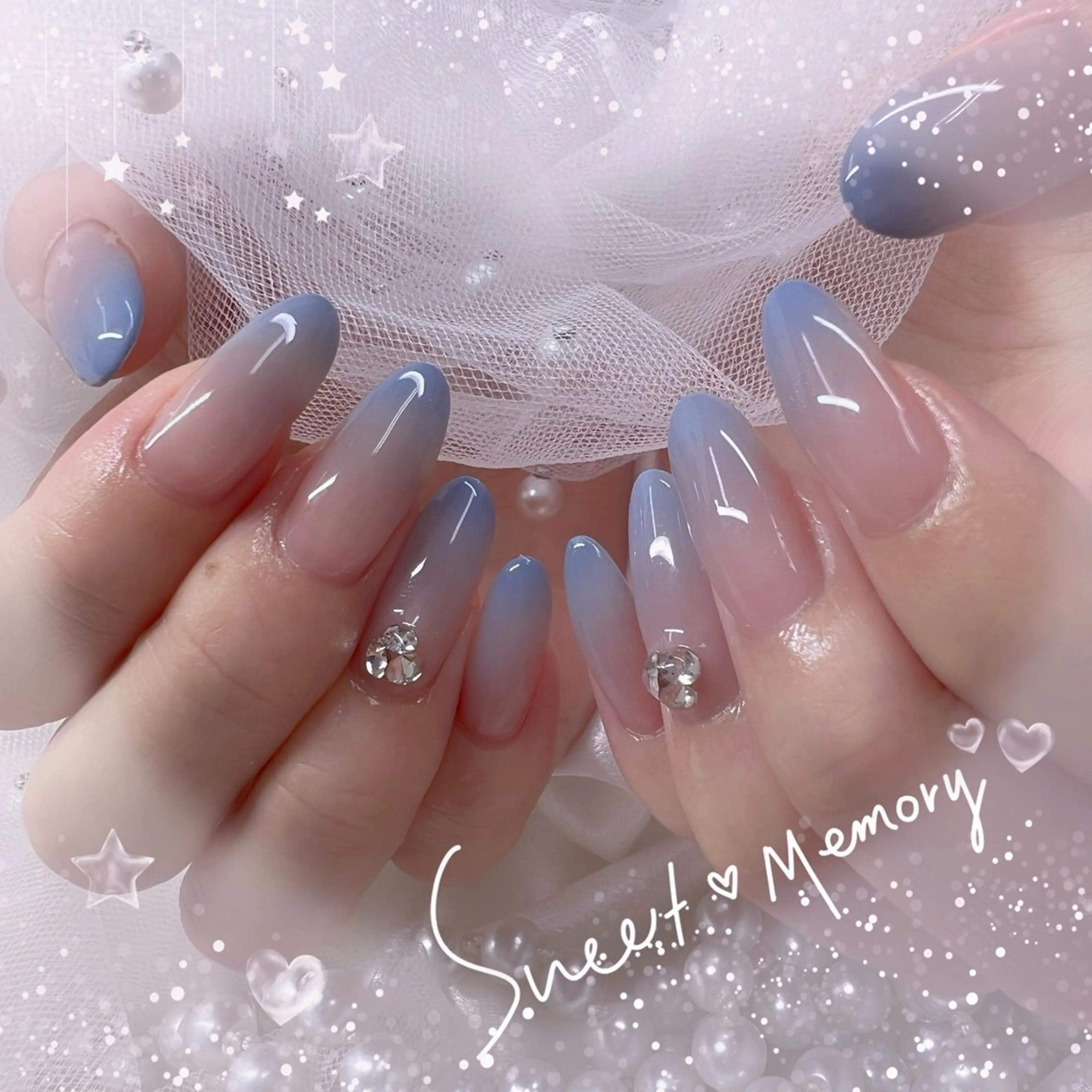 ネイル チークネイル フレンチネイル ガーリー ガラスフレンチ グラデーション ハンドネイル Chill Nailsalonのネイルデザイン