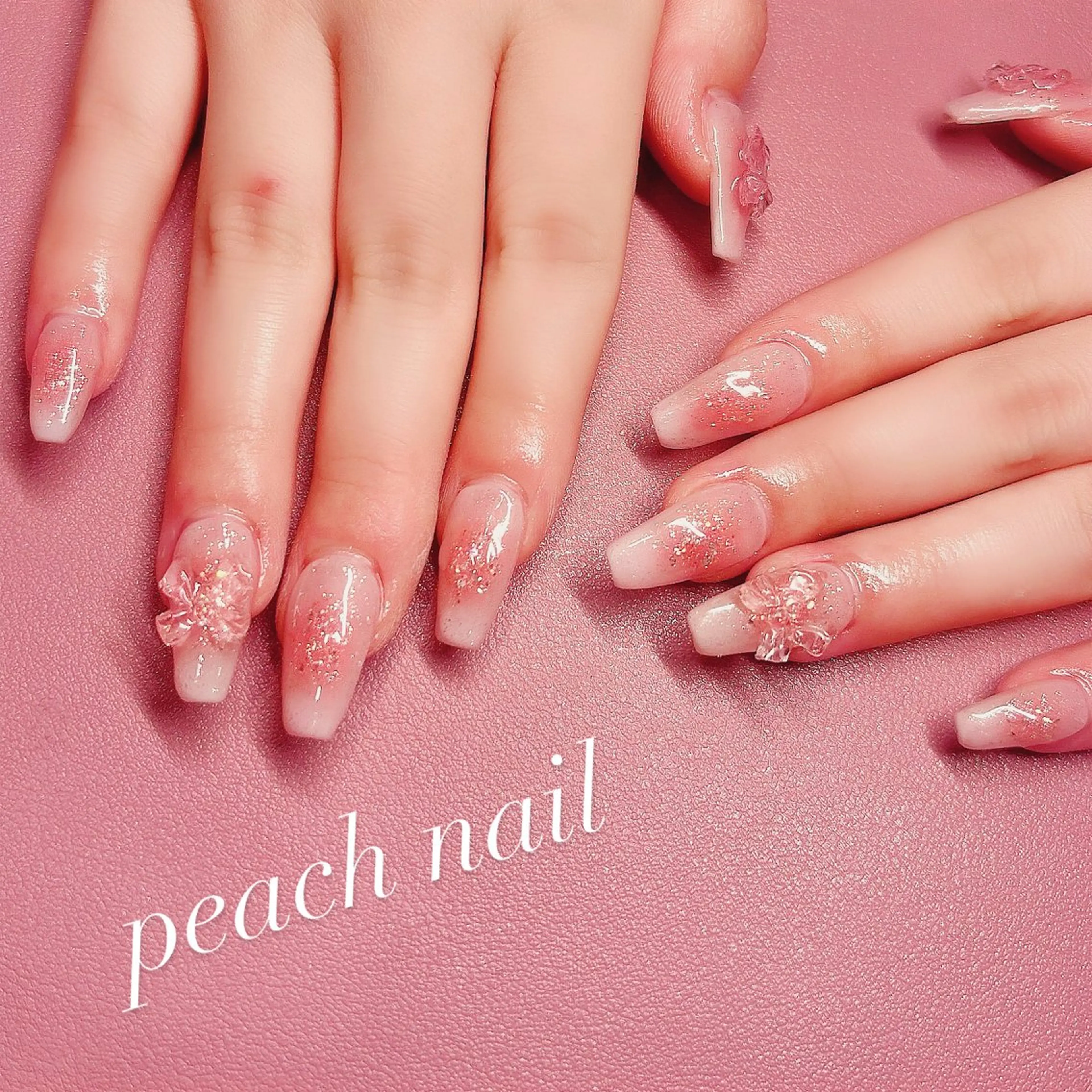 ネイル チークネイル 韓国ネイル ピンク リボン ワンホンネイル ハンドネイル フットネイル . kiyomiのネイルデザイン